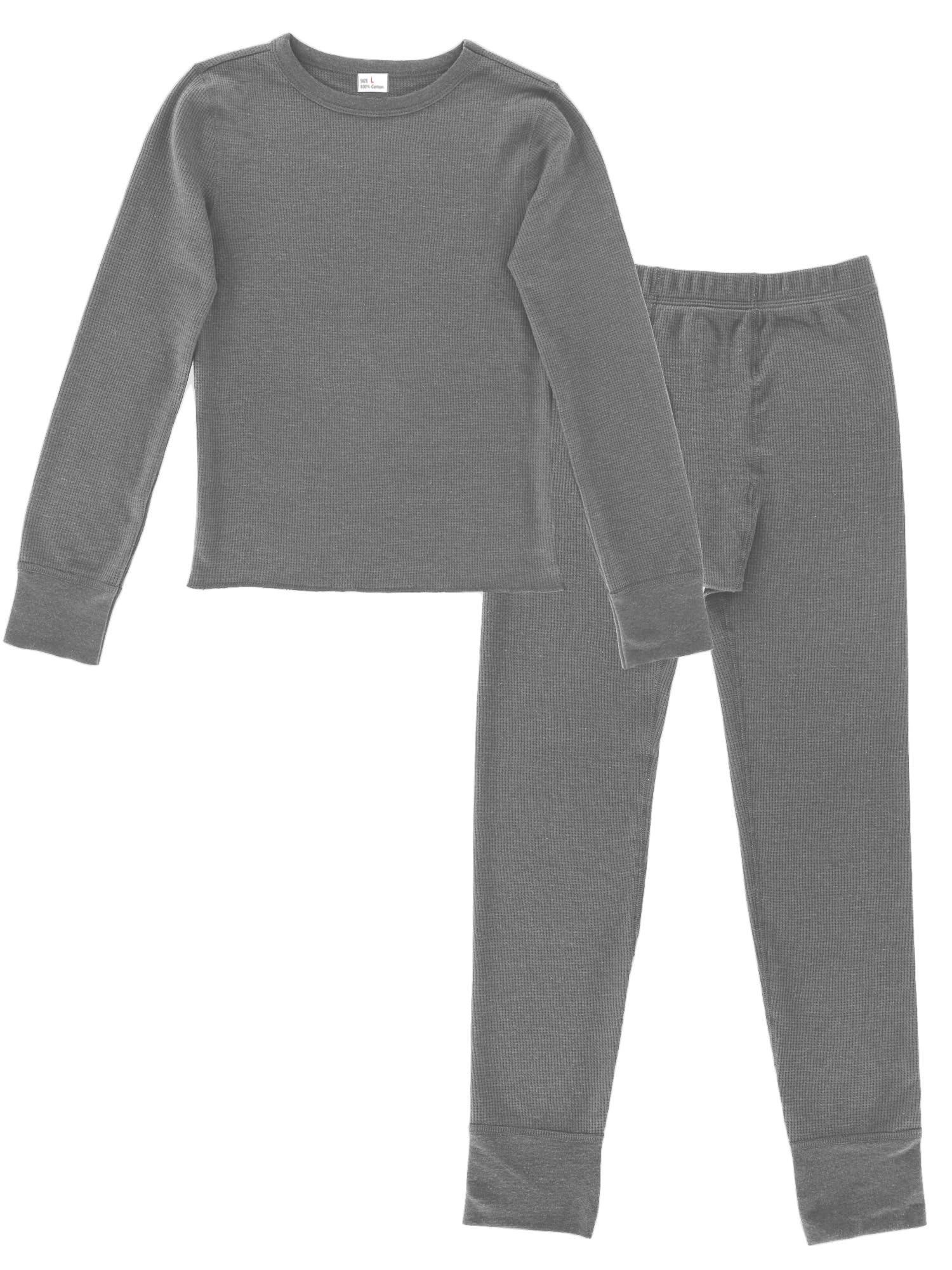 Glory Max Men Waffle Knit Thermal Long Johns 100% Cotton Underwear Top Bottom Set (Dark Gray, X-Large)