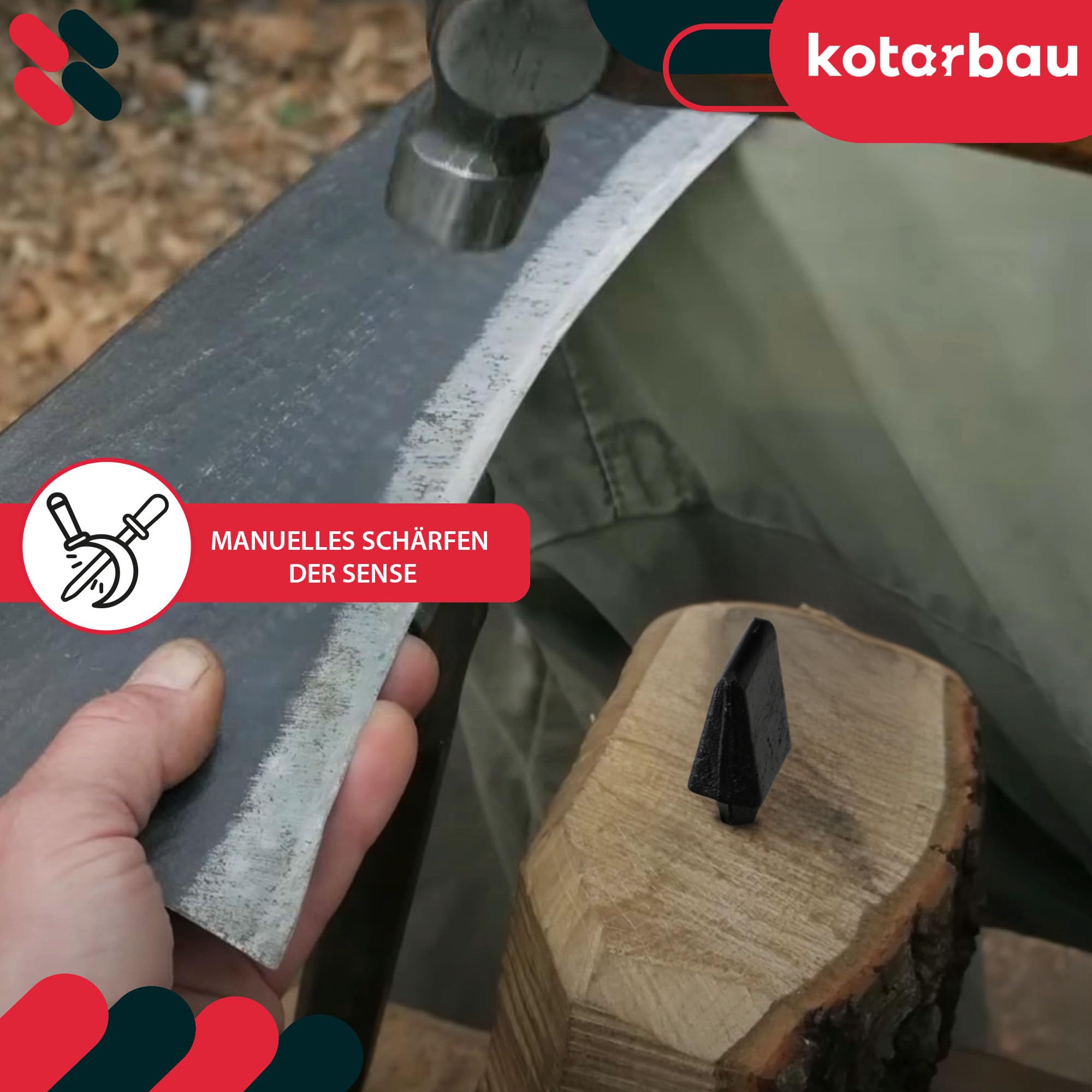 KOTARBAU Enclume Dengel, Pointue Forgée pour Le grenaillage des Lames de Faux Noir