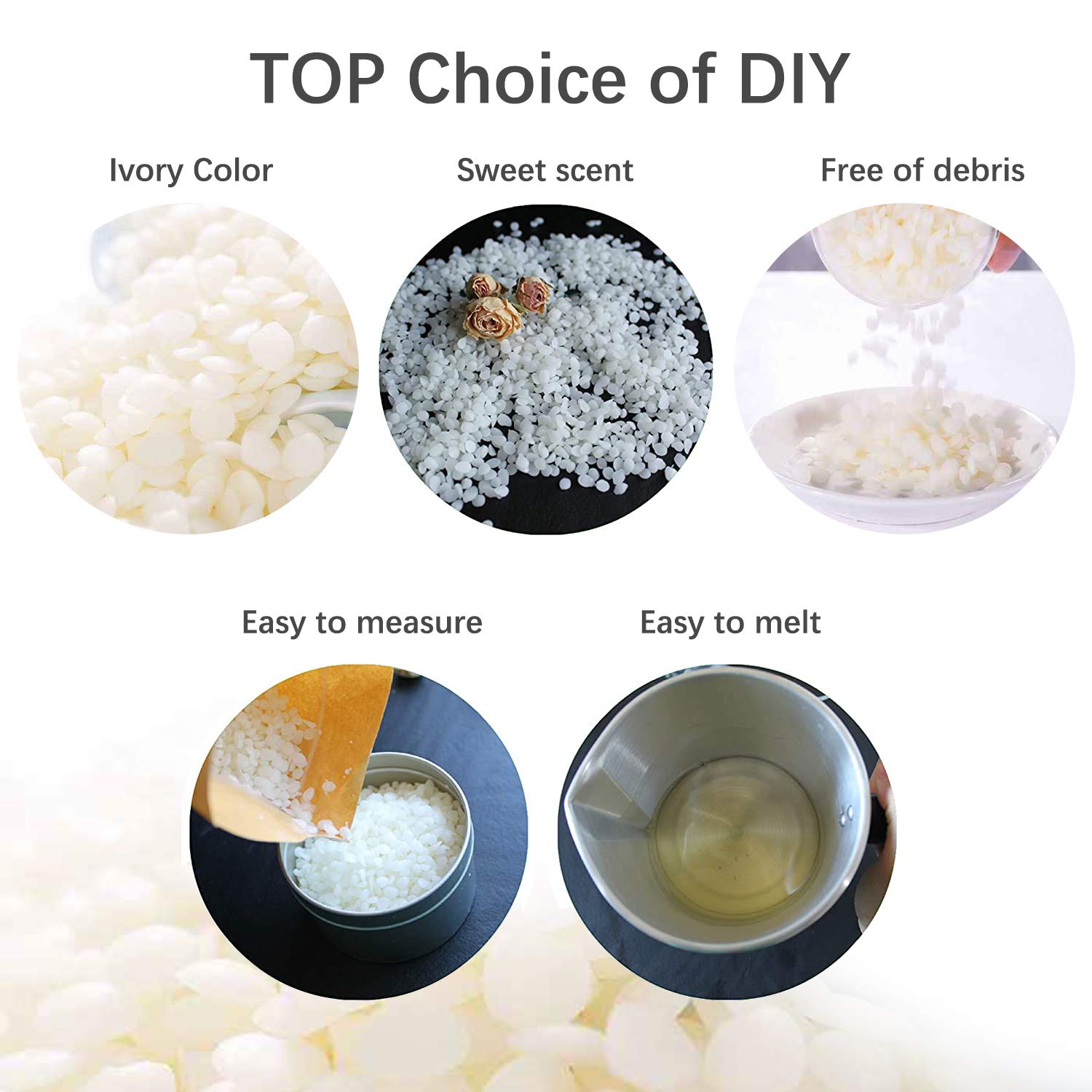 Pellet di Cera d'api Bianca, Pellet di Cera d'api Prodotti Ecologici di Qualità Cosmetica, Cera d'api Organica per il Corpo, Balsamo per le Labbra e Forniture per la Produzione di Sapone [910g]