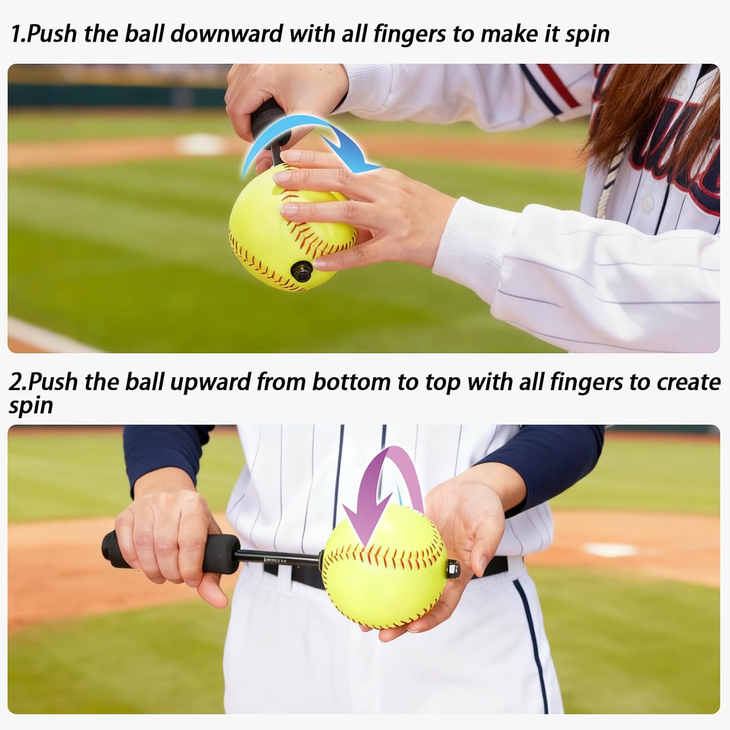 Softball Pitching Tools - 12 Inch Finger Strength & Spin Control Practice Softball Pitching Trainer, Portable Training Aid for Fastpitch & Slowpitch Players