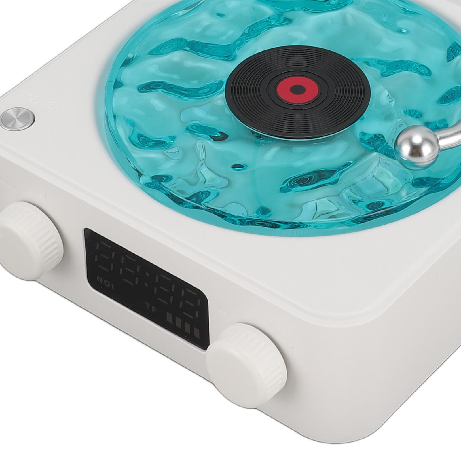 Bewinner Haut-Parleur Bluetooth Rétro avec Lecteur Vinyle et Lumière Réglable - Stéréo Compact Portable pour Dormir et Soirée