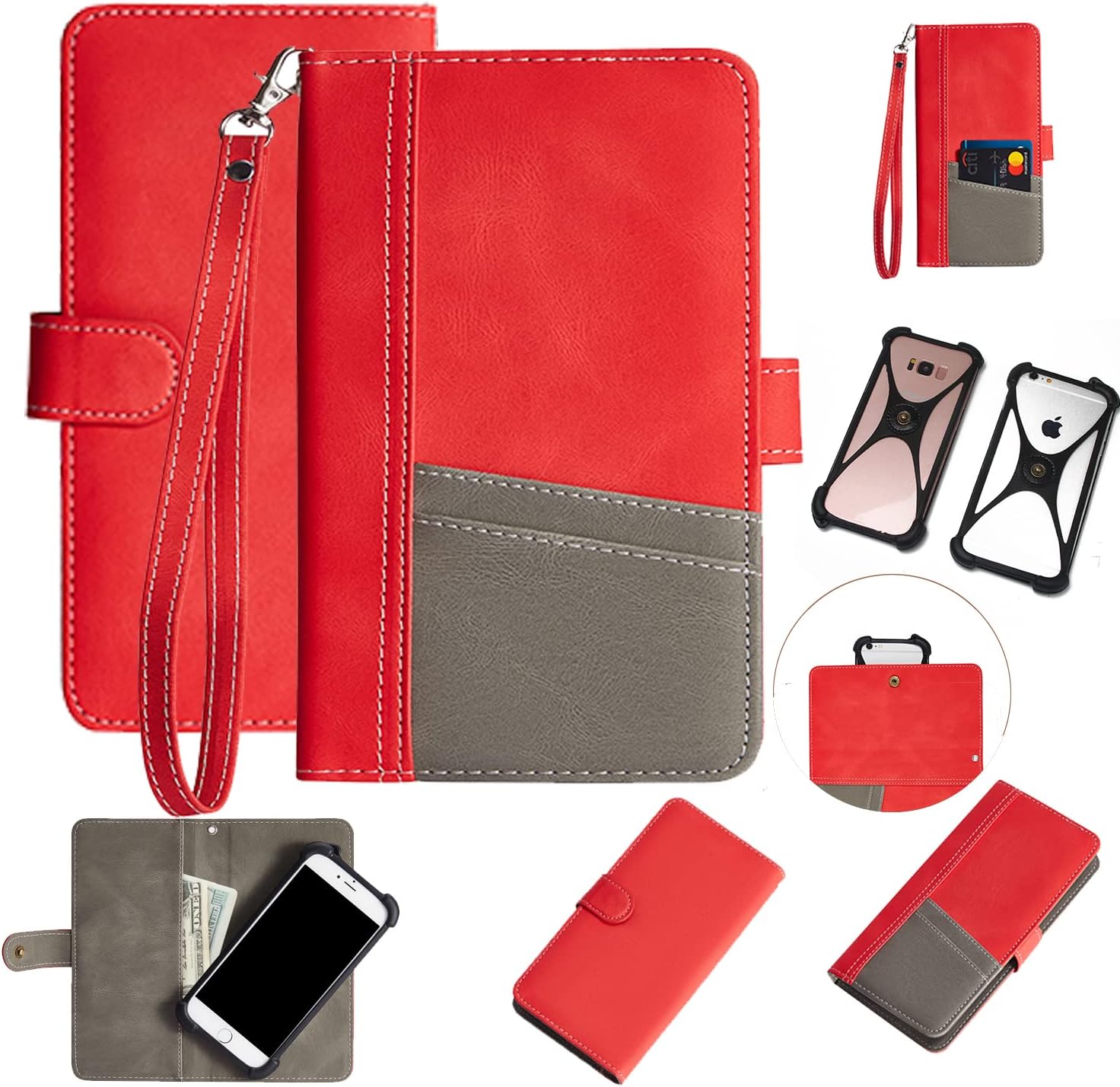 K-S-Trade Protective Case For Doogee S88 Pro Mobile Phone Case Compatible With Doogee S88 Pro Wallet Case Wallet Flip Case Card Slots Flip Wallet Case Case Red