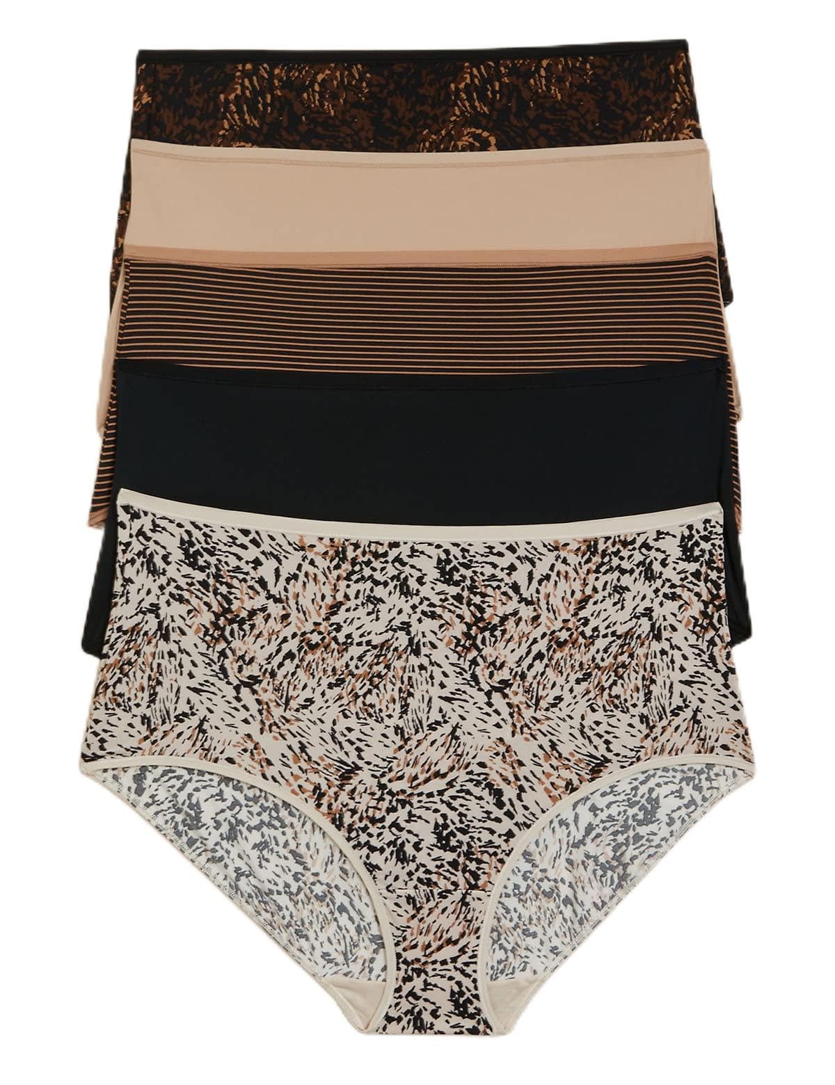 Marks & SpencerWomens Polyester Blend Animal Print High Rise Full Briefs (Pack of 5)