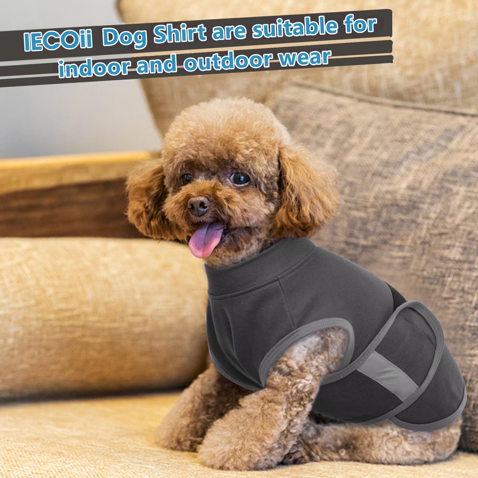 IECOii Manta antiestrés para perros, chaqueta antiestrés para perros con tiras reflectantes, camisa antiestrés ajustable, calma al perro durante tormentas, fuegos artificiales, viajes y visitas al