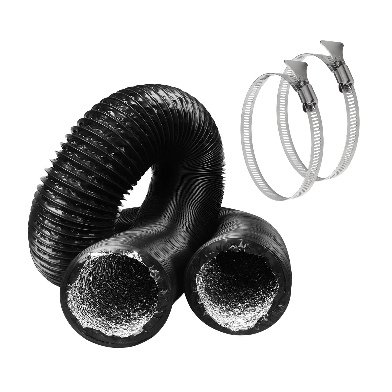 6 m Tubo Flexible de Salida de Aire Ø 100 mm Tubo Aire Flexible di Aluminio PVC para Extractor de Aire Climatización Secadora Conducto de Aire de Ventilación Sistemas con 2 Abrazaderas