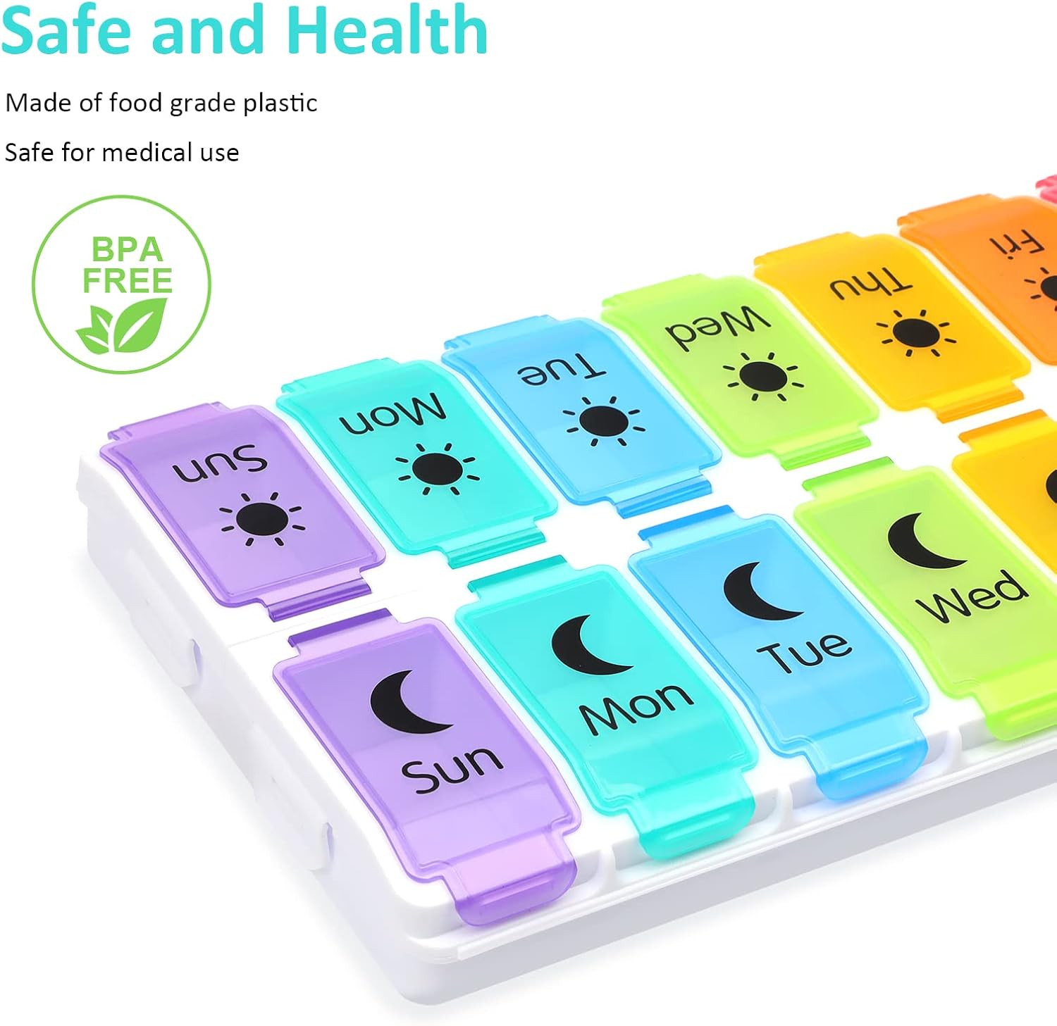 Weekly Pill Organizer 2 Times a Day, Large AM PM Pill Box, 7 Days Pill Cases Day and Night Medicine Container for Vitamins/Fish Oil/Medication/Supplements