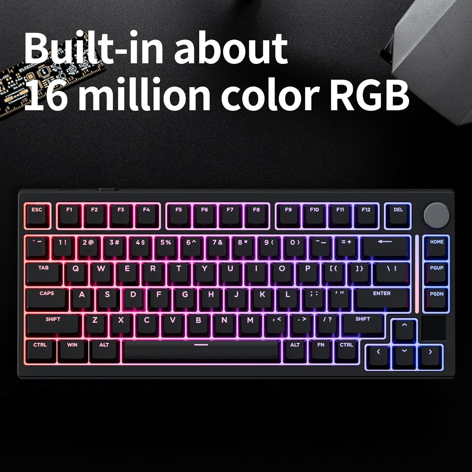 GK GAMAKAY TK75HE V2 Rapid Trigger Wireless Keyboard TFT Screen, Tri-Mode BT/2.4GHz/USB-C, 8KHz Polling Rate 0.005mm RT, Hall Effect Magnetic Switch 75% Gaming Keyboard (Black, Magnetic Mercury)