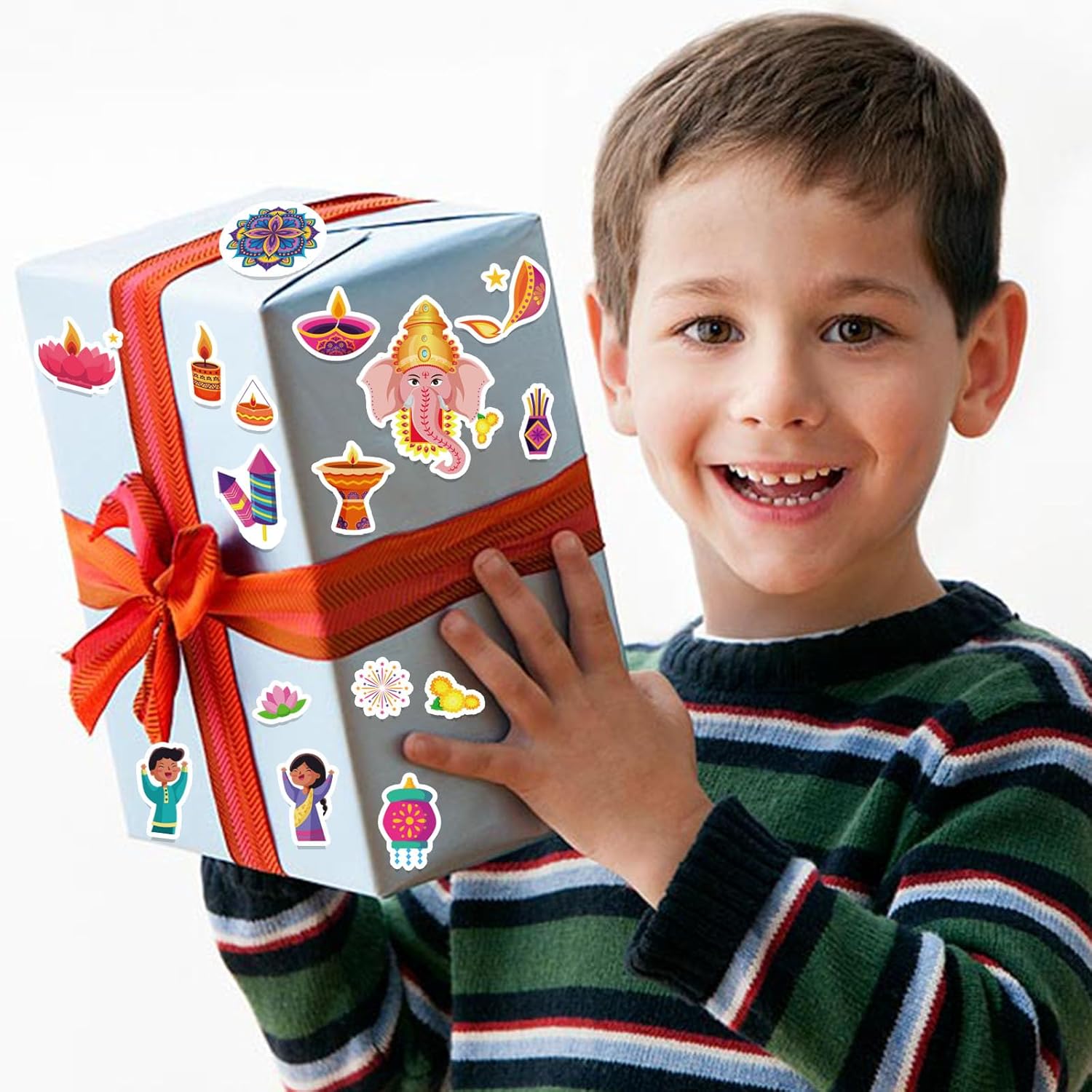 Happy Diwali Stickers for Kids,24 Sheets (436pcs in All) Indian Festival of Lights Party Themed Decals for Water Bottle Envelope Gift Box Art Craft Deepavali Party Decoration Supplies