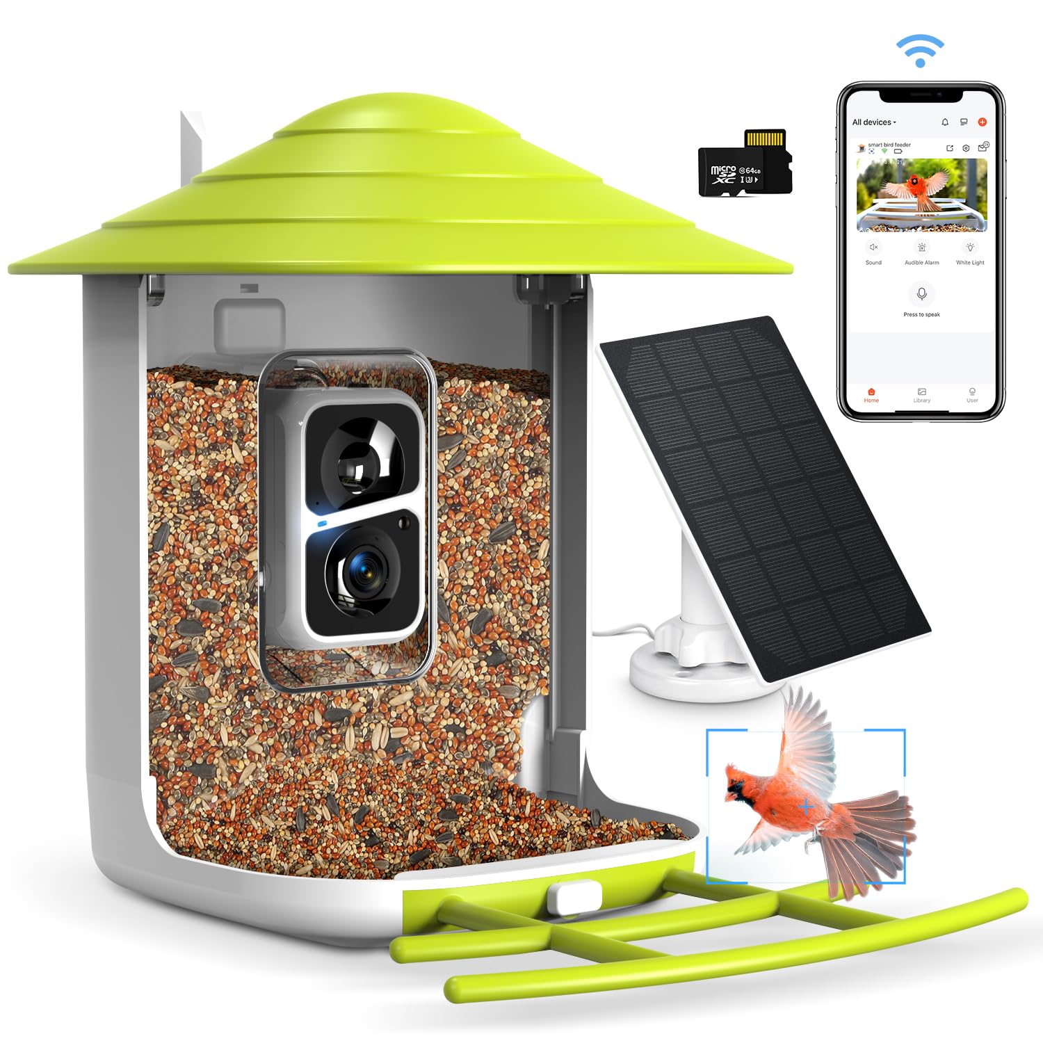 IBKINXX Smart Bird Feeder with Camera, Solar Powered AI Bird Watching