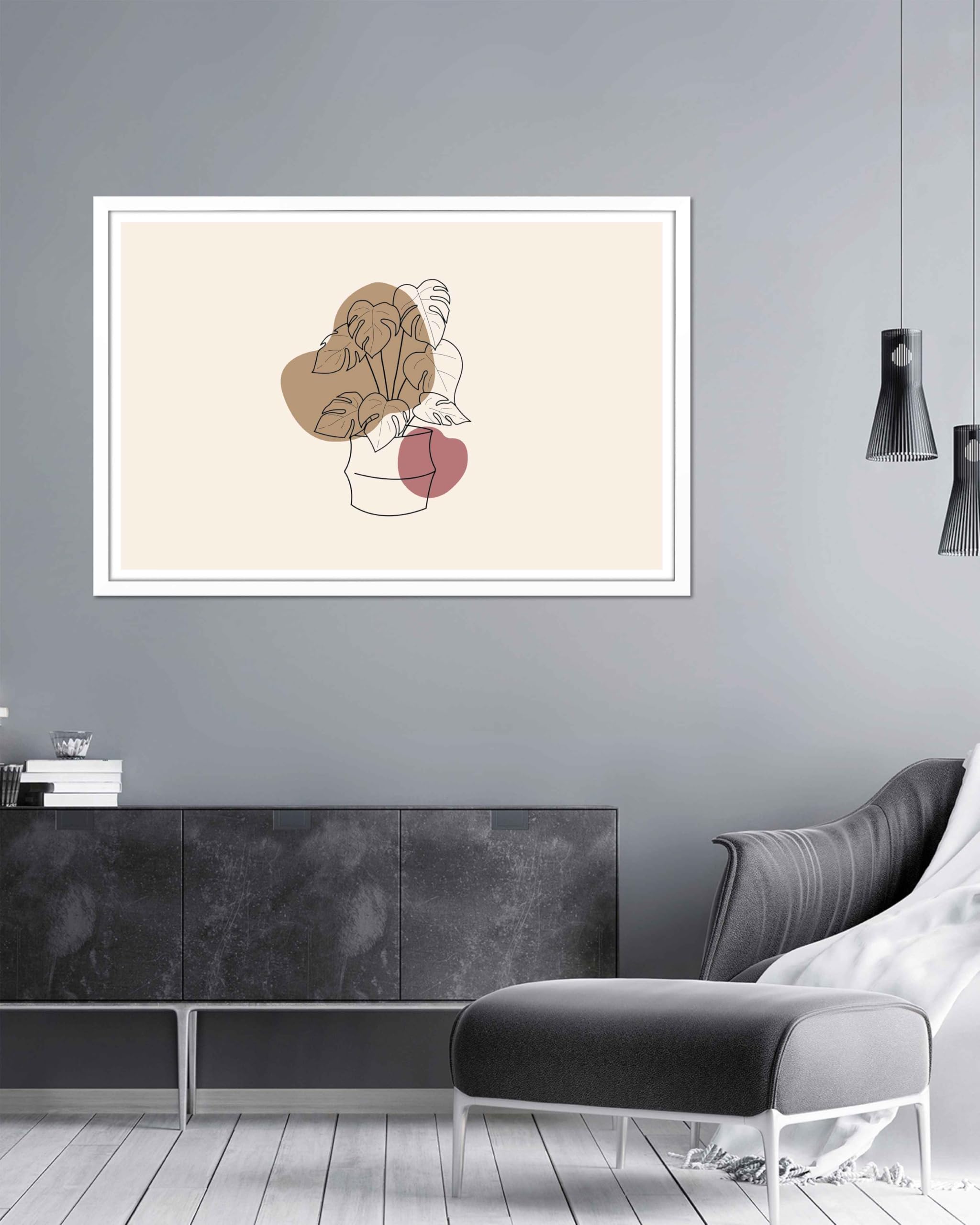 Posterrahmen 100x150 cm Weiß Holzdekor – MDF Bilderrahmen für Poster, Kunstdrucke & Fotos – Mit Kunststoffglas & MDF-Rückwand – Quadratischer Rahmen für Hoch- und Querformat – Modern & stabil