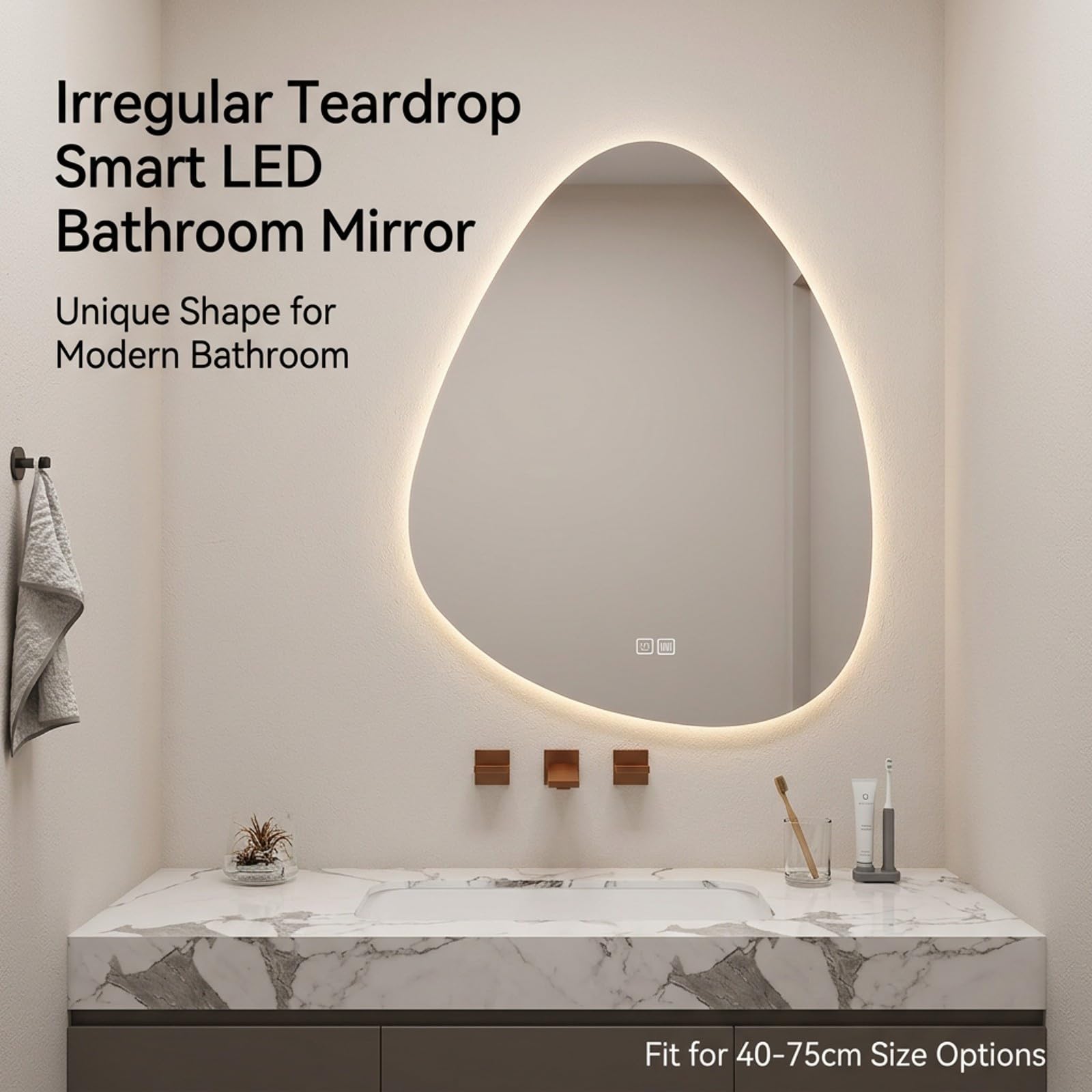 Specchio Bagno LED Irregolare Parete Dimmerabile Antiappannamento