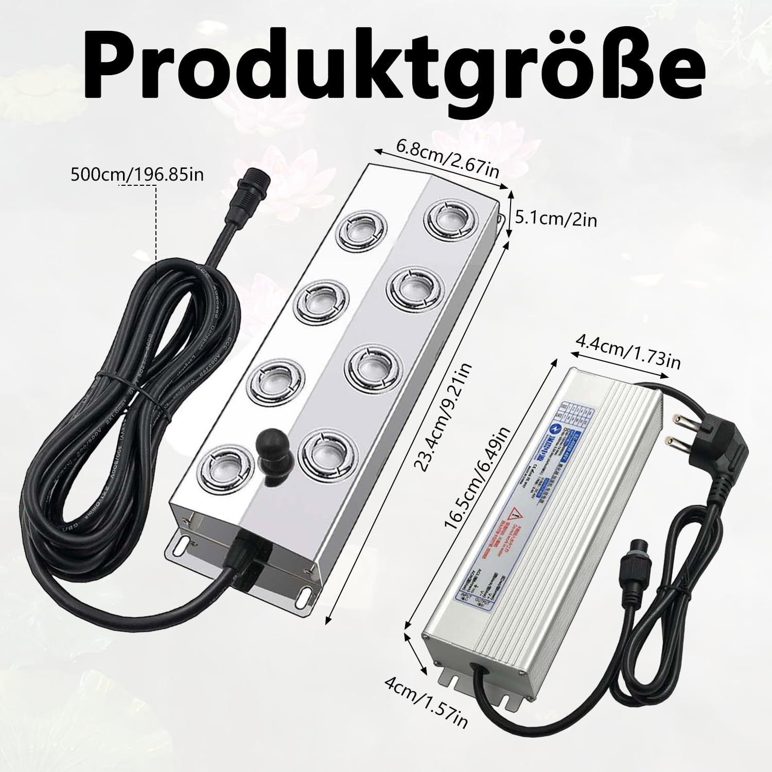 Nebelmacher Ultraschall 6L/H 8 Kopf Nebelbefeuchter 300W IP67 Wasserdicht Netzteil 5m Netzkabel EU Stecker