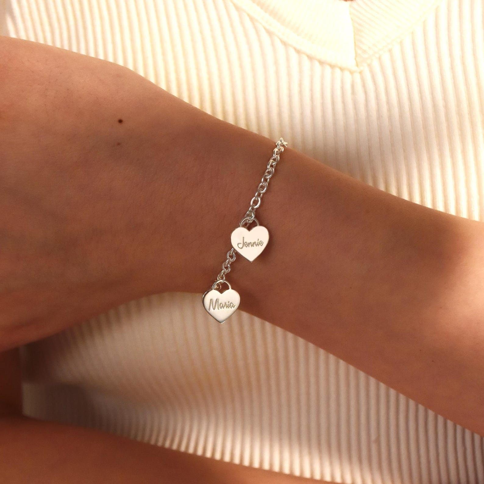 Su misura bracciale con cuore, multiplo nome inciso iniziali speciale Dates commemorativo per lei