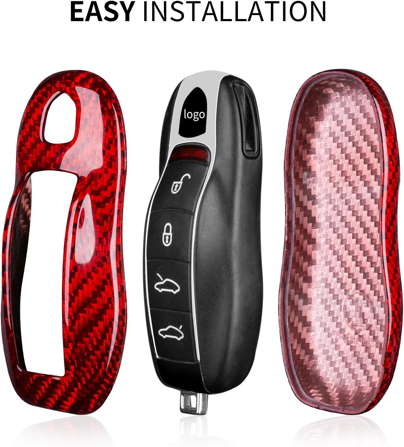 T-carbon Key Fob Cover Compatible with Porsche Cayenne 2011-2017, Panamera Boxster Cayman 2010-2016, Macan 2014-2025 - Image 4