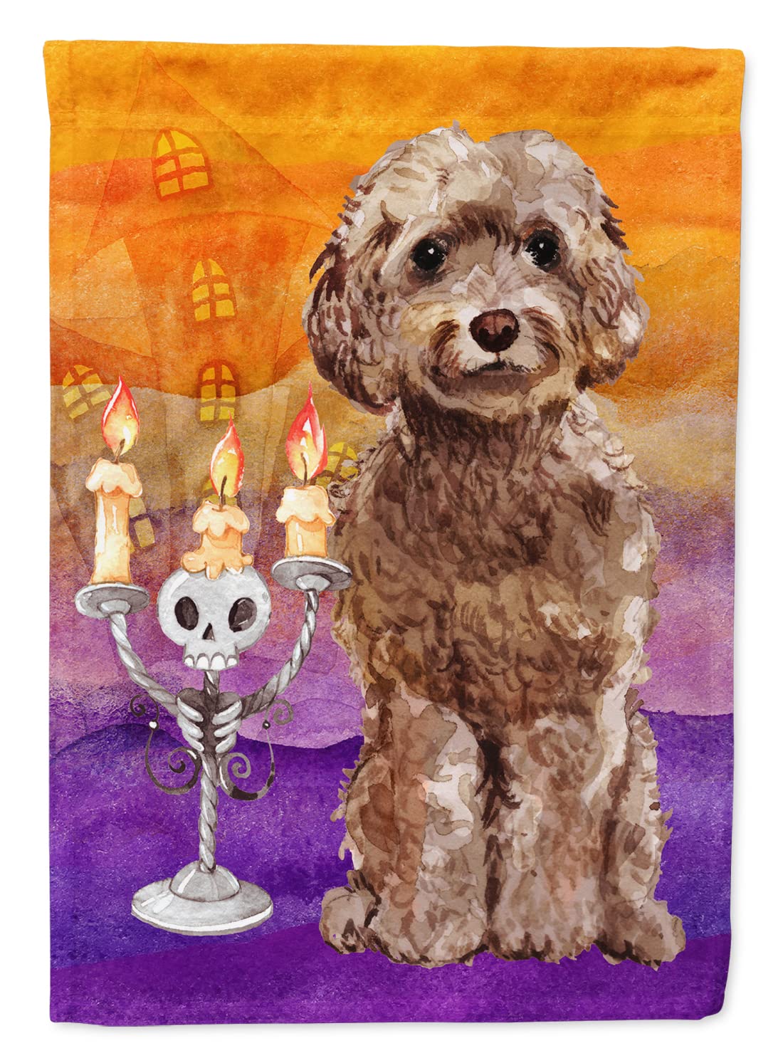 Drapeau Cockapoo marron d'Halloween en toile de haute qualité multicolore grand format