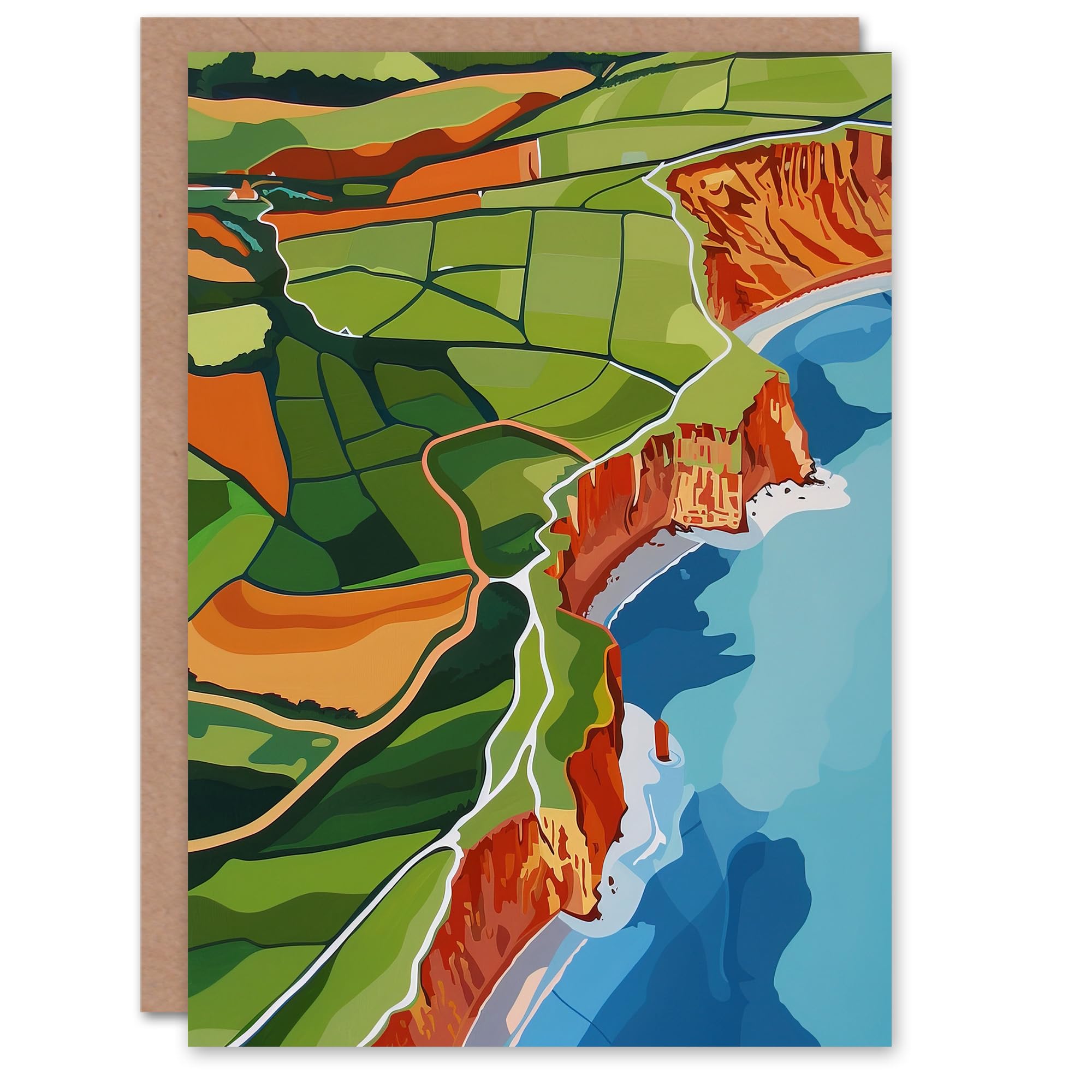 Artery8 Greeting Card North Yorkshire Coast Aerial View Design Blank For Him Or Her Art Farewell Card
