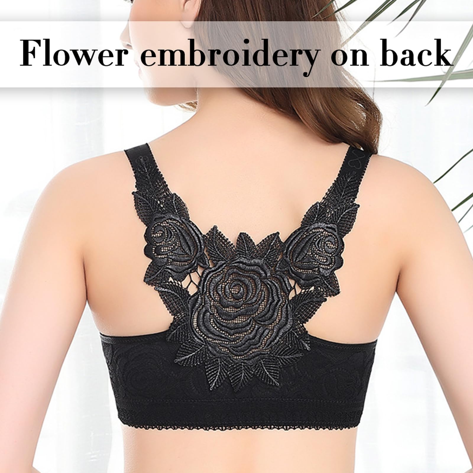 Soutien Gorge sans Armature Push Up Fermeture Devant Femme Soutien Gorge Dentelle Bonnets Souples à Couverture complète Maintien Douceur