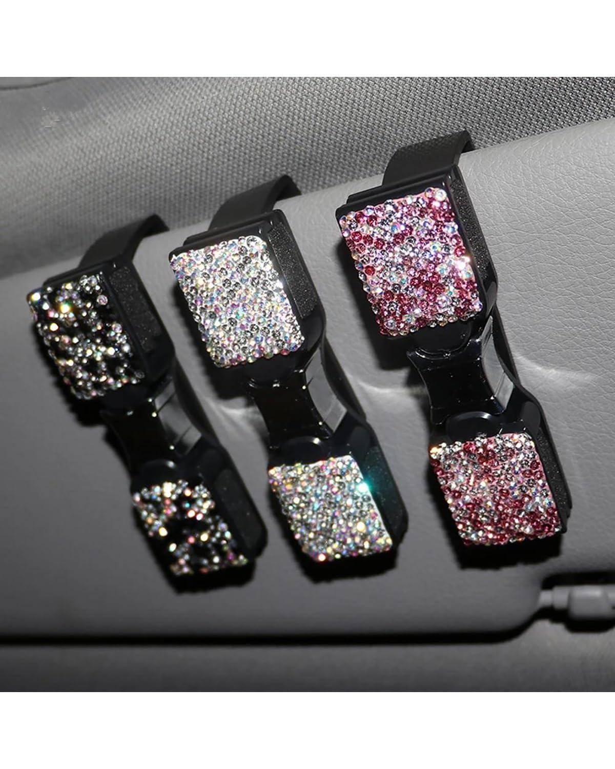 Supporto per Occhiali da Sole, Visiera Parasole per Auto, Clip Universale per Biglietti, ricevute, Clip di Fissaggio per Occhiali da Auto, Custodia per Occhiali da Auto (Rosa)