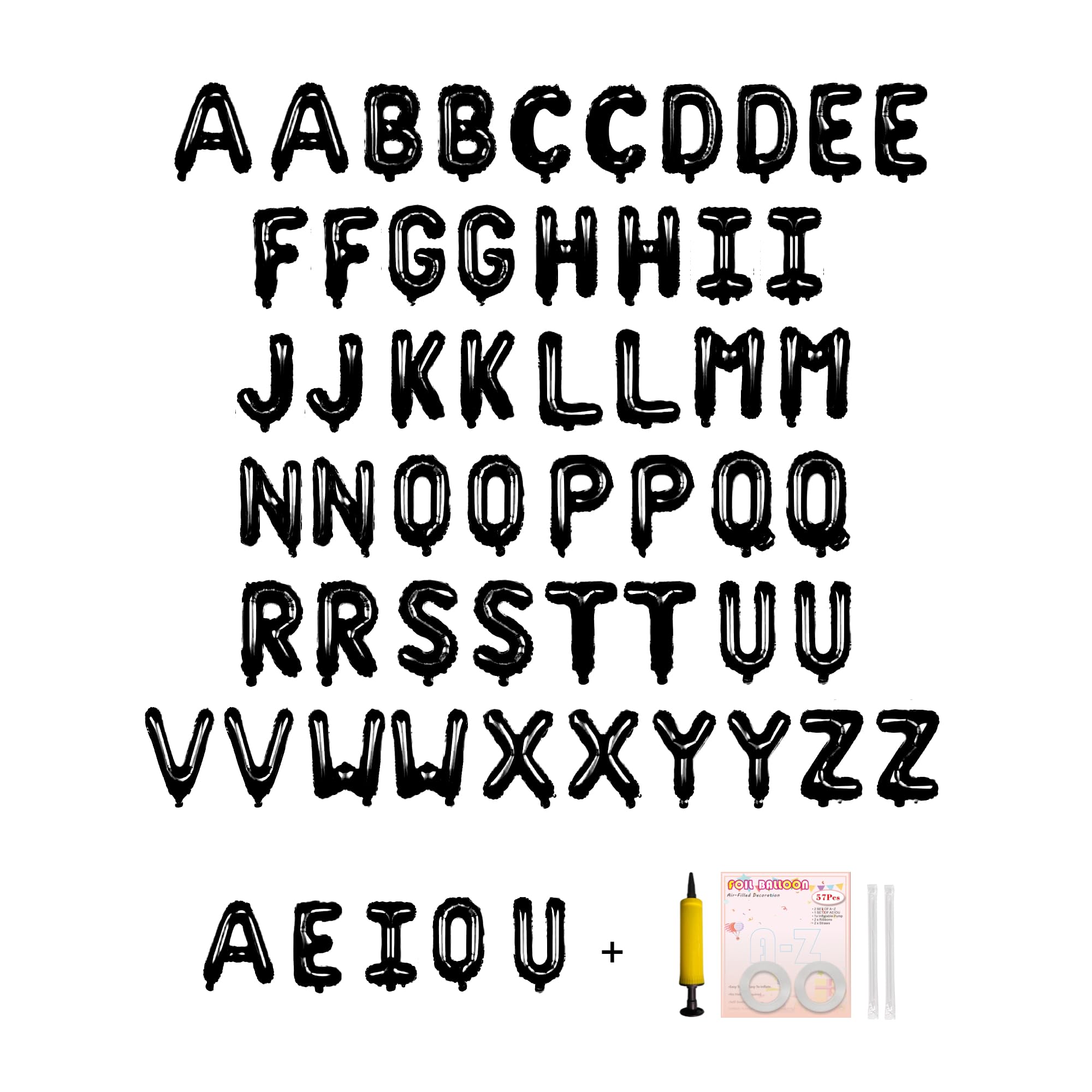 Jolixiraz 58 PCS Letter Balloons Alphabet Letters 2 Sets A- Z & 1 Sets AEIOU 16 - Inch Mylar Foil Balloons Set for Wedding/Birthdays/Annivs/Grads