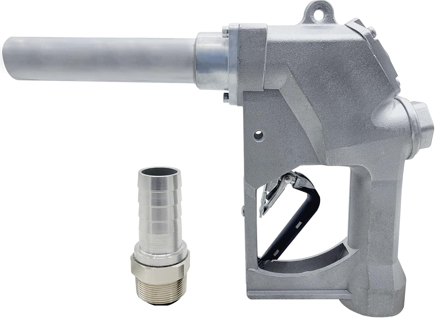 1-1/2" 1.5" Inch NPT Automatic Shut-Off Fuel Nozzle,Fuel Hose Barbed Swivel,Big Flow Rate 53 GPM,Heavy Duty Fuel Transfer Pump Gas Diesel Nozzle,3-Notch Hold Open Clip,working pressure 44PSI