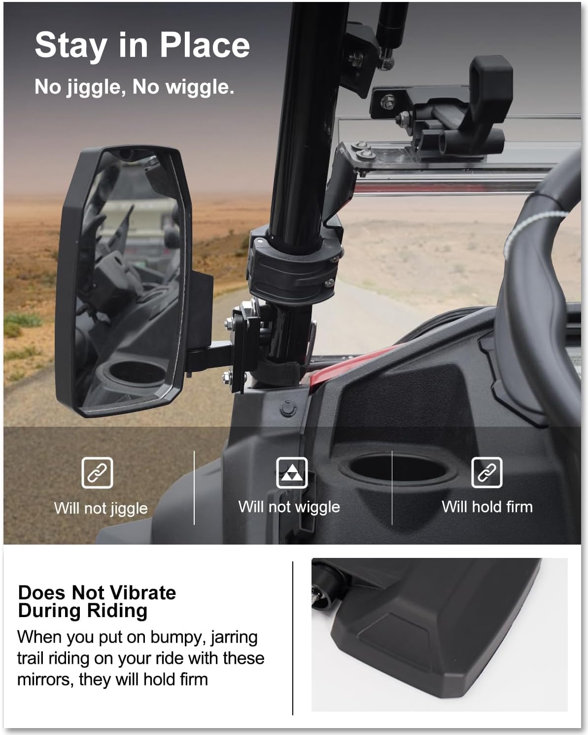 KIWI MASTER Side Mirrors for 2016-2026 Honda Pioneer 1000 Accessories Adjustable Folding Rear View Mirror, Pair