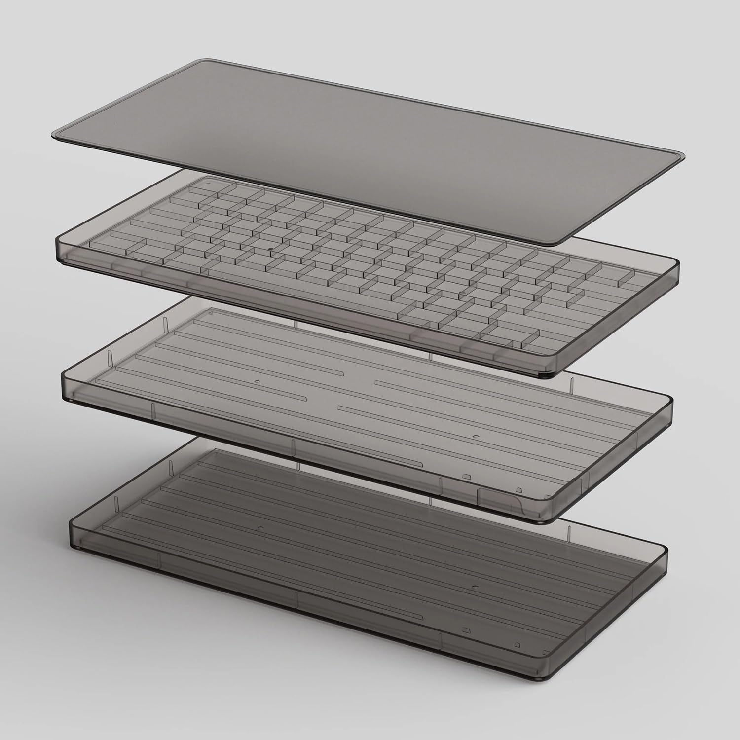 Scatola portaoggetti per keycap, 3 strati ABS trasparente vassoi custodia per Cherry DSA NP PG DA profilo 290+ copritasti (colore: inchiostro)
