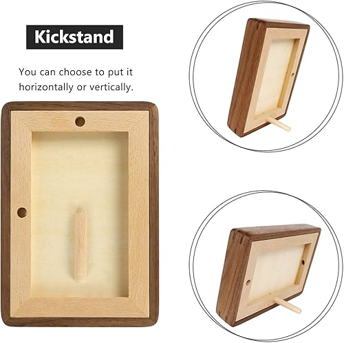 Miniatura 3 de Marcos de fotos de madera natural, marco de fotos de mesa con paspartú, marco de fotos de estilo rústico para colgar en la pared para decoración del