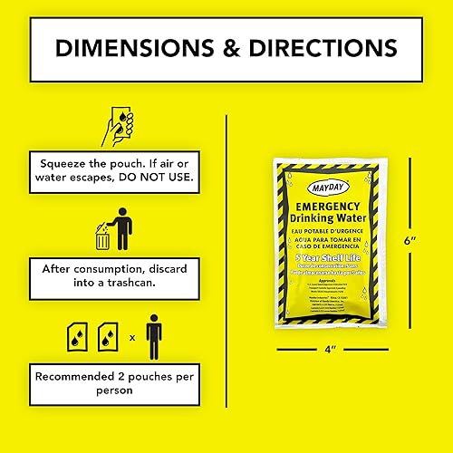 Miniatura 2 de Mayday Pouch Water, Coast Guard Emergency Water, 5-Year Shelf LIfe, Disaster Preparedness Supplies for, Earthquake, Fire, Flood, Leak-Proof Pouches