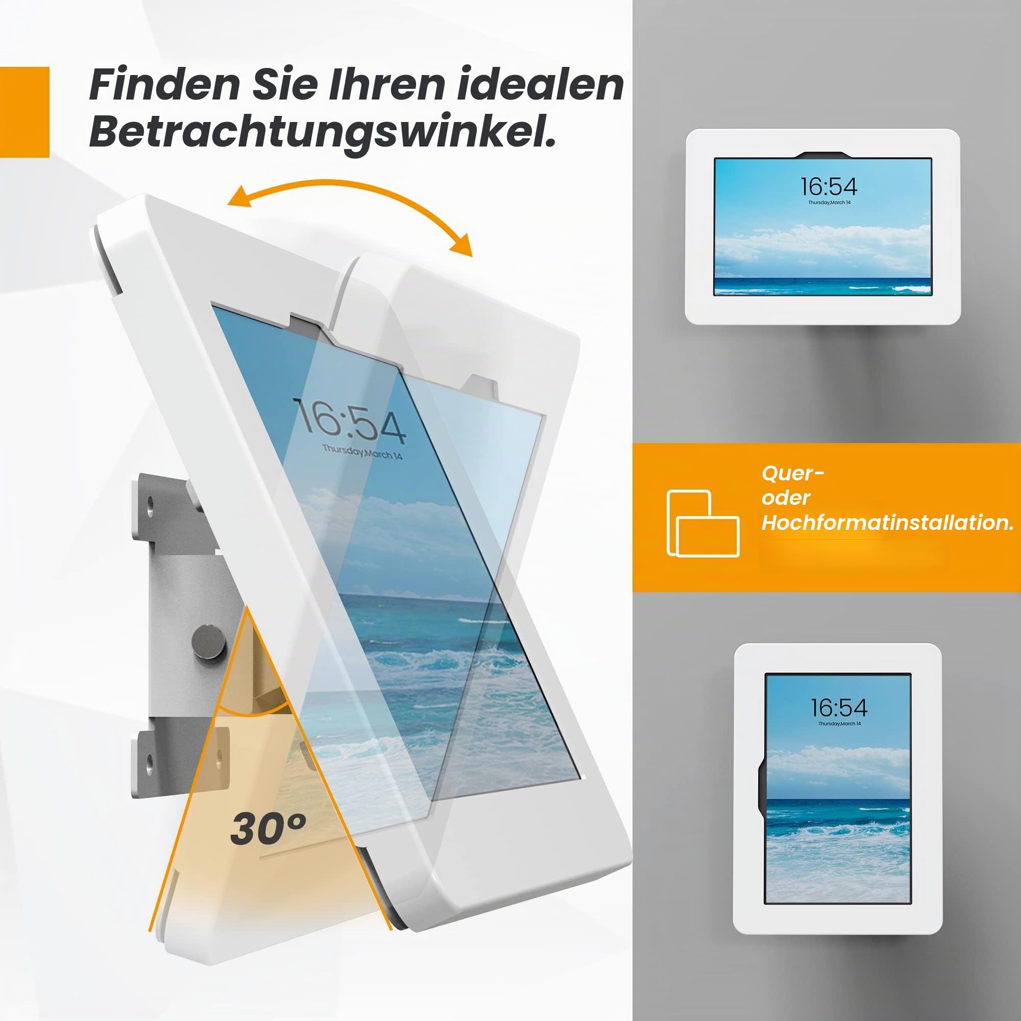 Tablet-Halterung (Weiß) – Universelle Anti-Diebstahl-Wandhalterung für 11-Zoll-Tablets – Kompatibel mit Samsung Galaxy Tab A9+ & ähnlichen Modellen – Modell: BSW101WJ