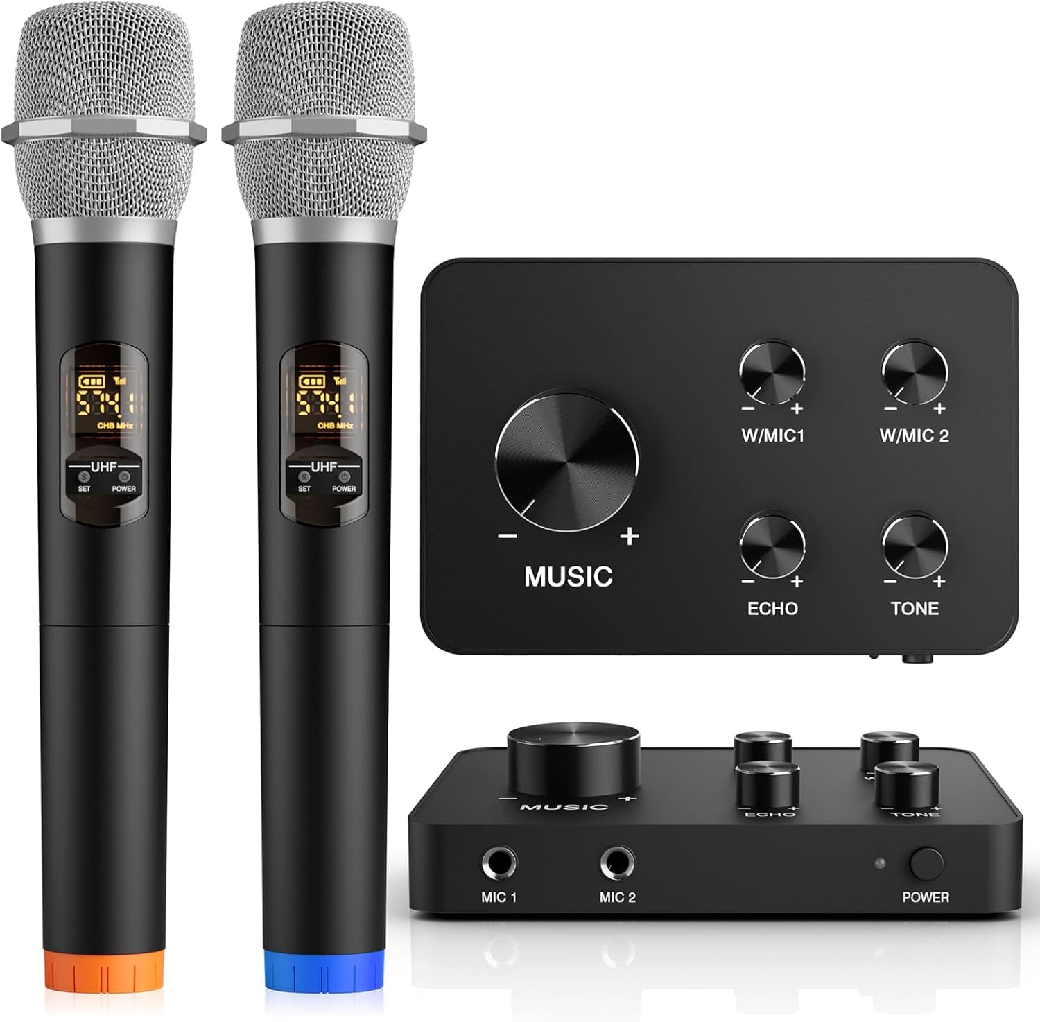 Wireless Microphone Karaoke Mixer System, Dual Handheld Wireless