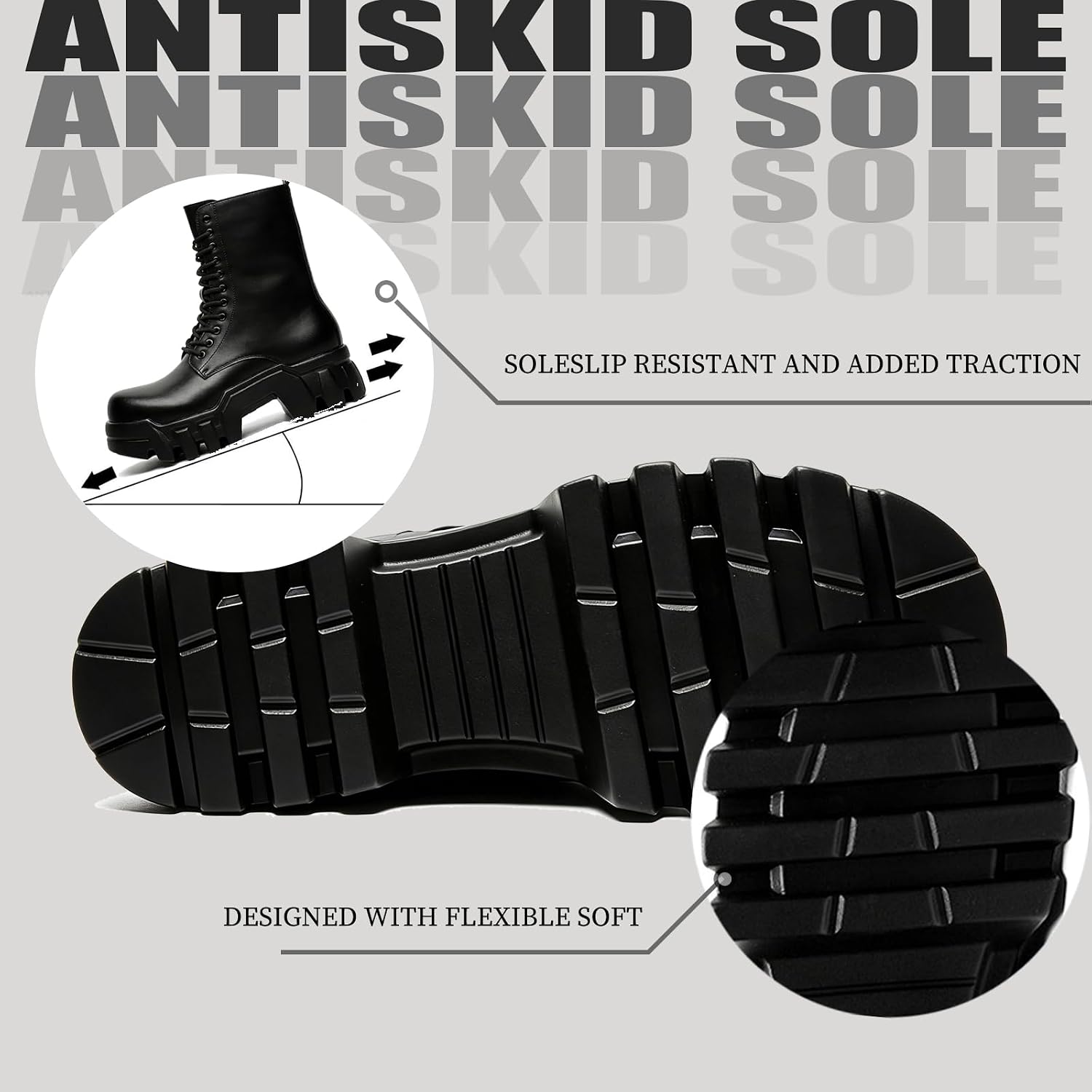 Men's Chunky Platform Motorcycle Mid Calf Boots with Lace Up Retro Street WideToe Lug Sole Non-Slip Gothic Combat Boots With Side Zipper Comfortable Thick Sole Punk Riding Boots