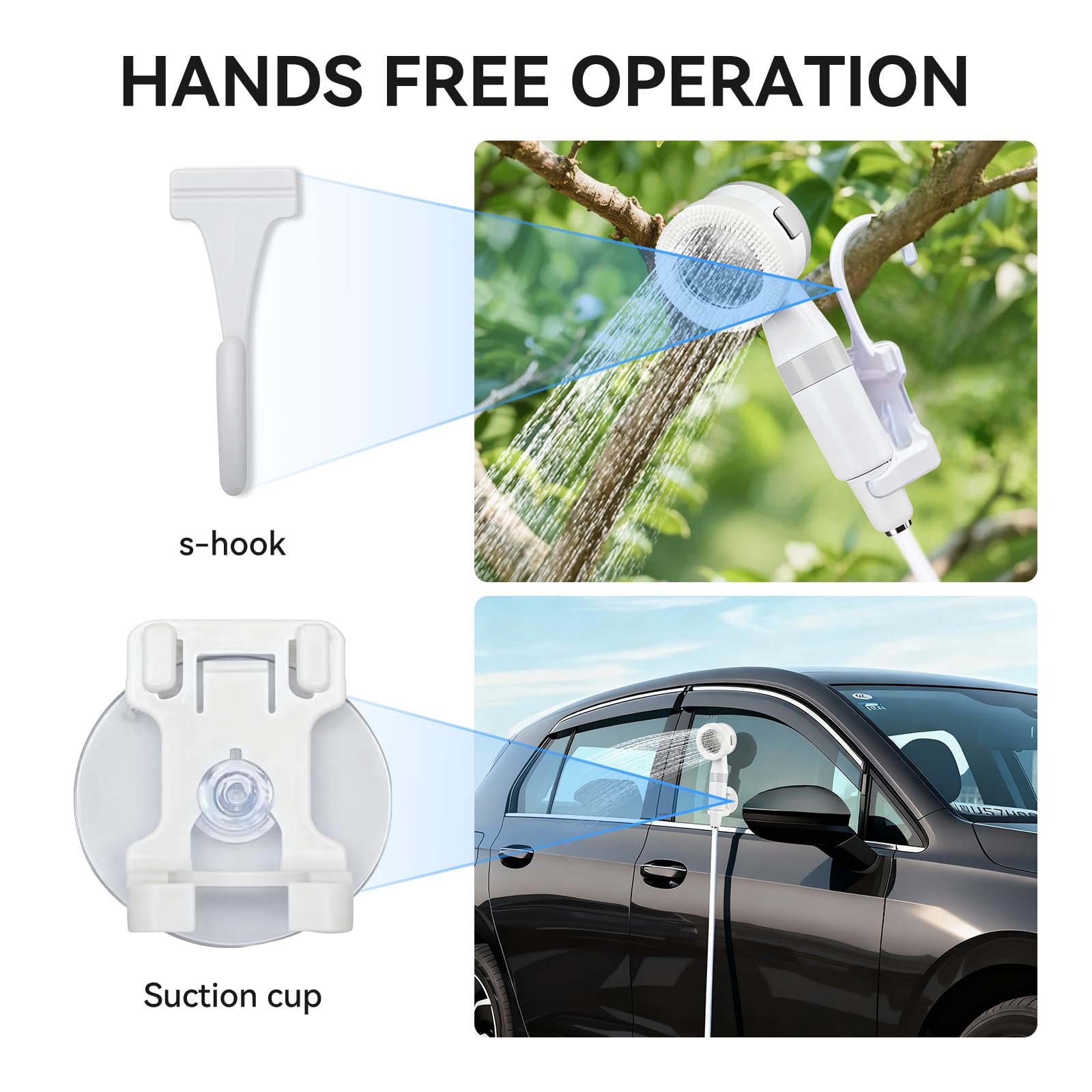 Doccia portatile, pompa doccia portatile da campeggio, doccia esterna ricaricabile USB, doccia elettrica portatile impermeabile con 2 modalità di spruzzo, 4000 mAh, per campeggio, escursionismo