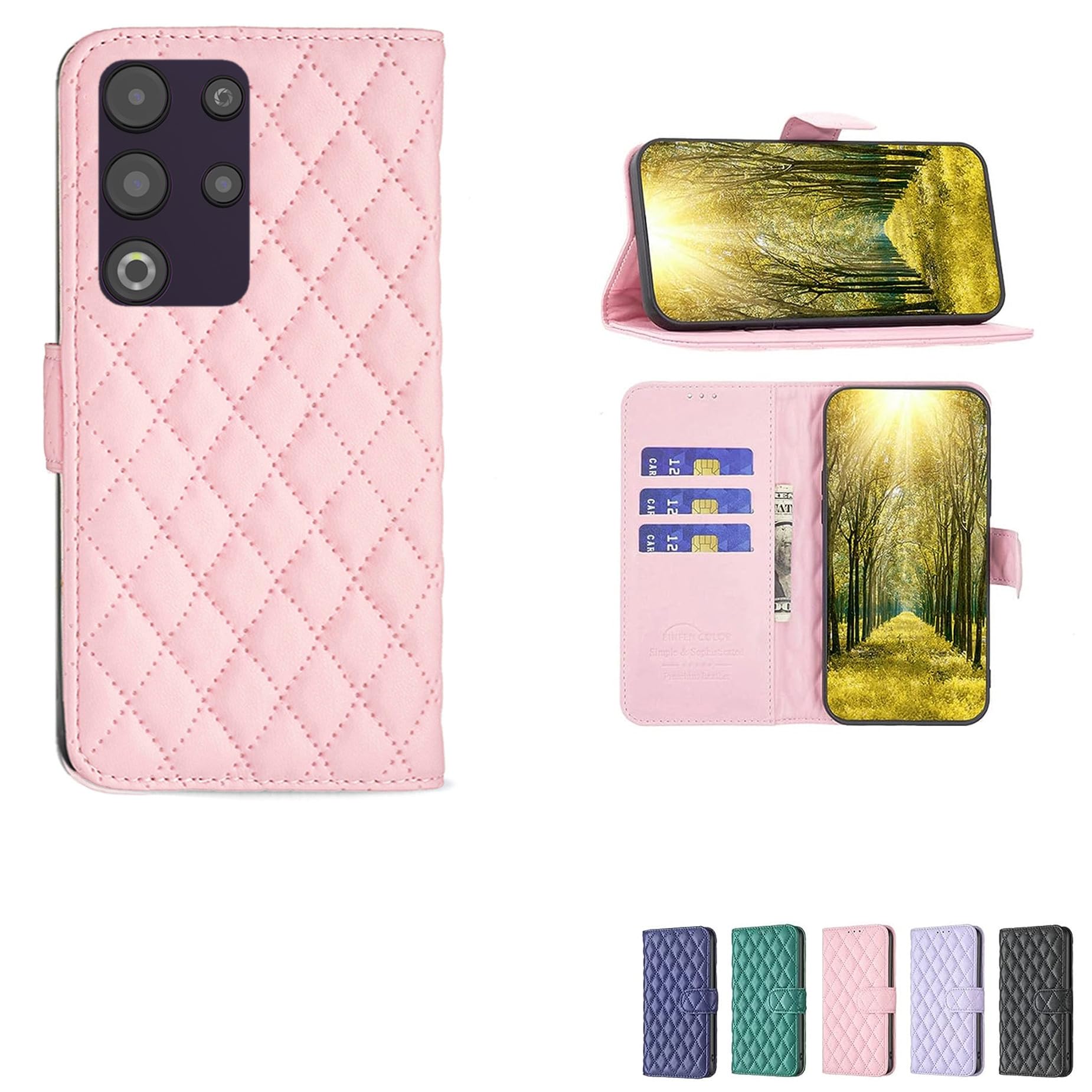 jioeuinly Case Compatible for Nuu Mobile N30 S6704L Phone Case Cover [with Tempered Glass Screen Protector] Flip Stand Cover Women Wallet Pink