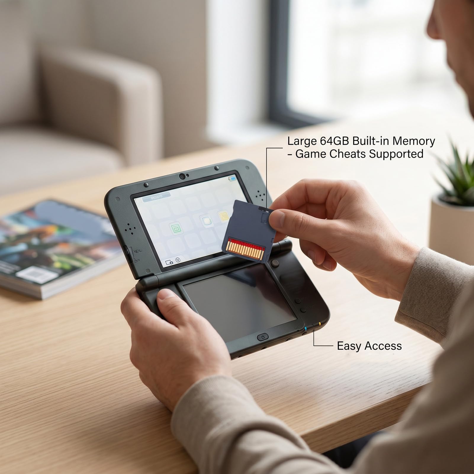 Fabater Scheda Flash per Videogiochi, Cartuccia Multifunzione Personalizzabile con Scheda di Memoria Incorporata da 64 GB per Console 2DS 3DS Videogioco Personalizzabile (BLACK)