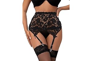 Enticing Mesh Thigh High Suspenders with Lace and Metal Clips