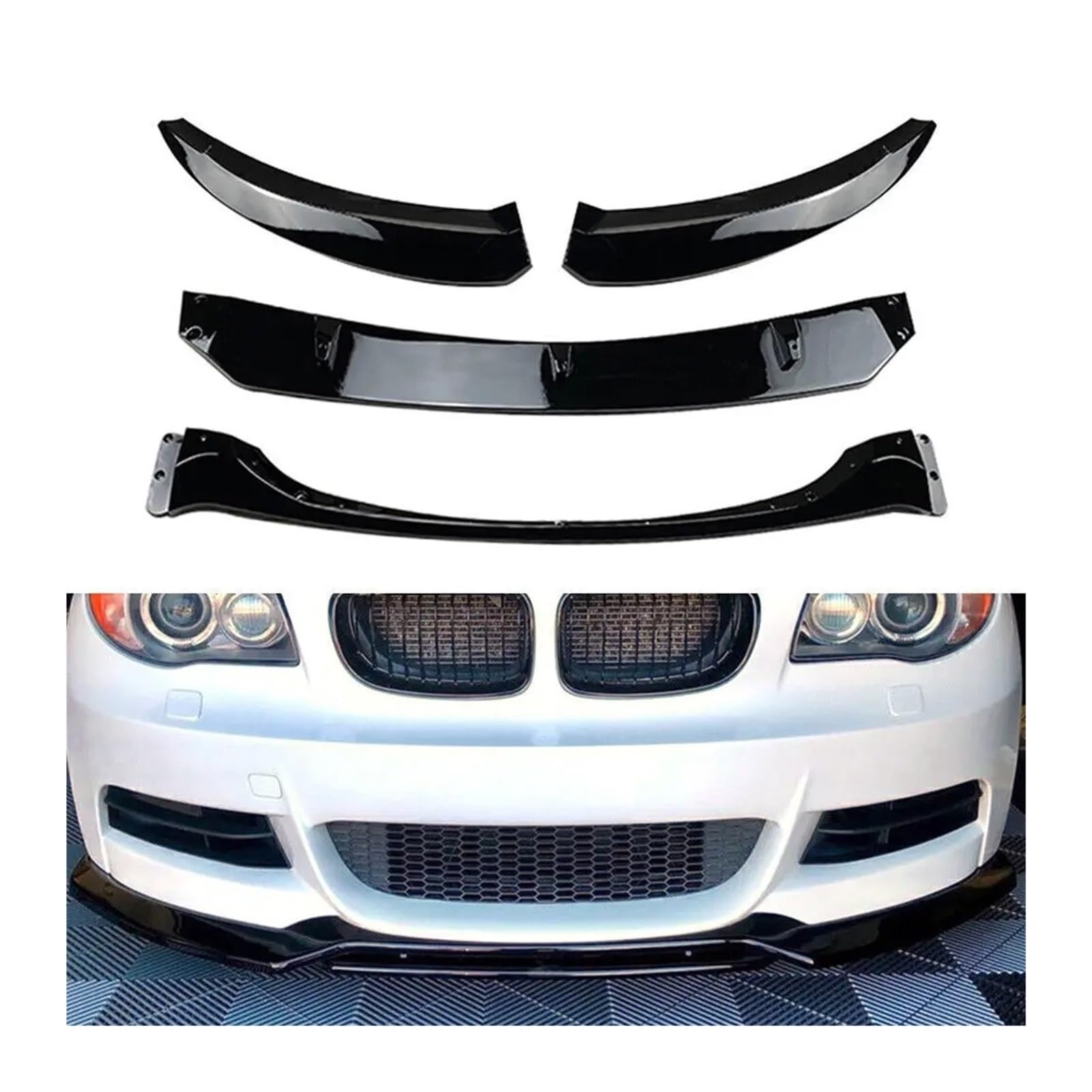 Spoiler frontali per auto Per Bmw E82 E88 1 Serie 118d 120i 120d 125i 135i 2008-2013 Paraurti Anteriore Splitter Lip Car Canard Spoiler Diffusore Kit Labbro Anteriore Spoilers(Gloss Black)