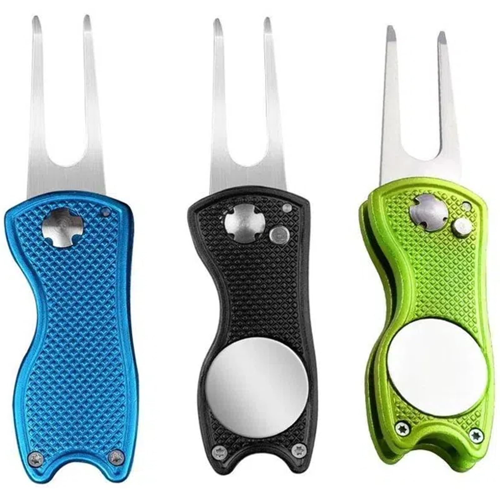 EXQUMAX 3 PCS Golf Divot Repair Tool, Pitch Mark Repair Tool With Ball Marker Pop Up Button, Golf Pitch Repairer Lightweight Pitch Fork For Green Golf Accessories Golfers Beginners