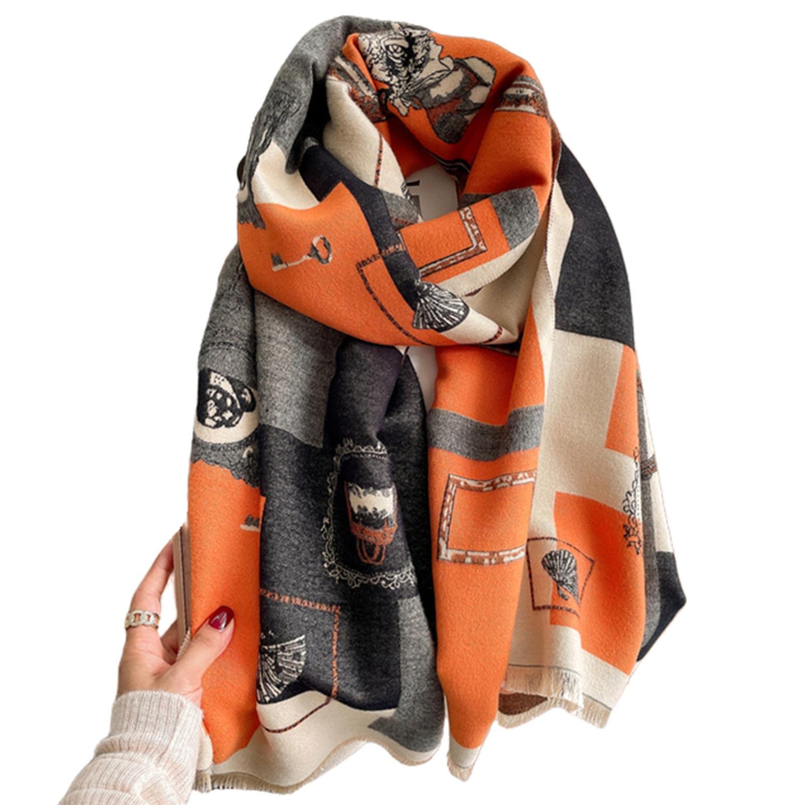 URYYRIT Foulard Écharpe Cachemire Chaude Dames Imprimer Un Châle De Couverture Hivernale Épaisse Et Envelopper Pashmina 180 * 65 Cm Femmes-Wyt155-2