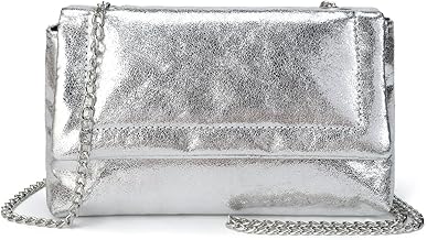 Gladdon Small Clutch Bag for Women with Detachable Chain Strap Soft Shiny Leather Cross Body Shoulder Handbag for Party Daily Use