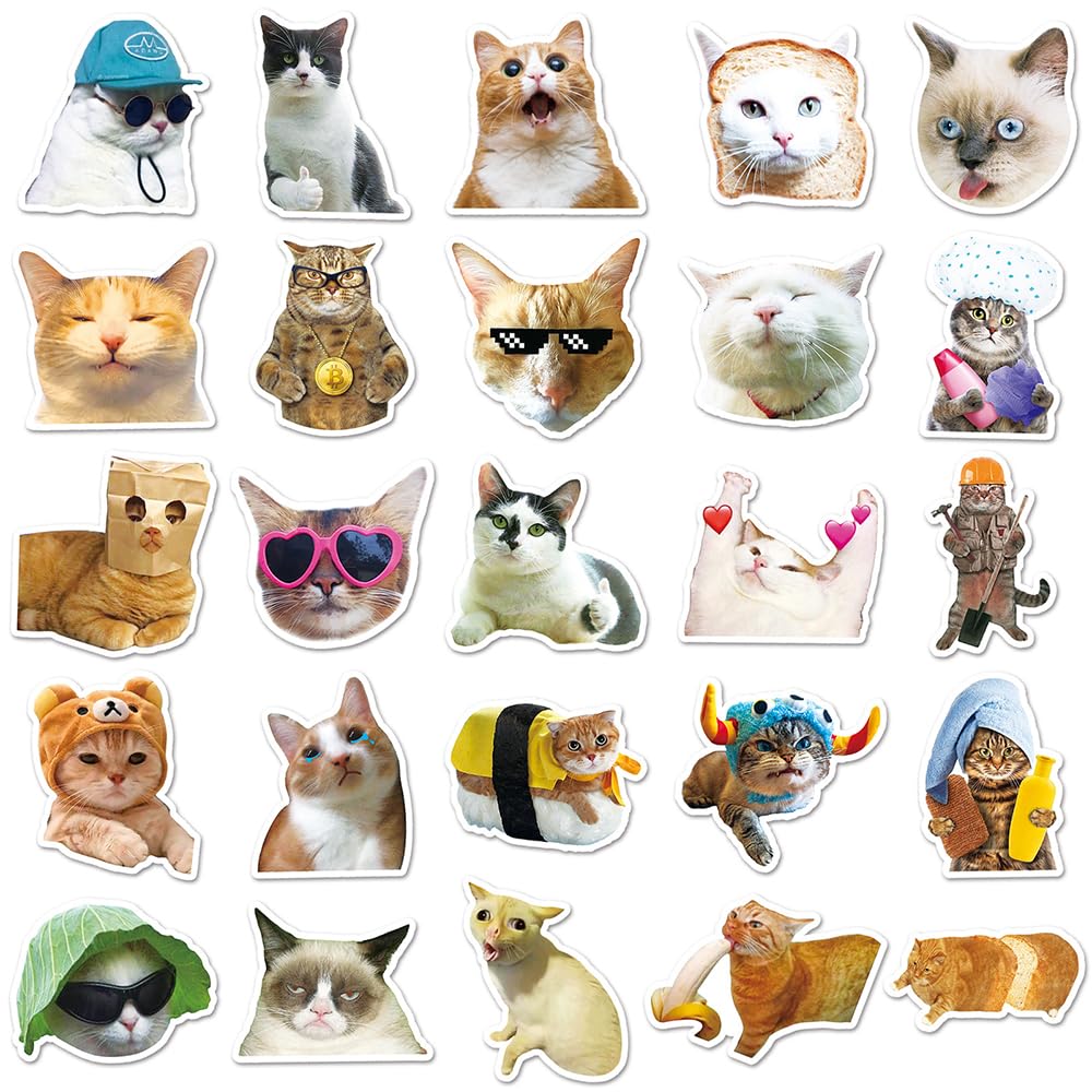 Funny Cat Vinyl Stickers, 50 PCS Waterproof Realistic Animal Decals for Laptops Scrapbooking, Journals, Notebooks - Image 3