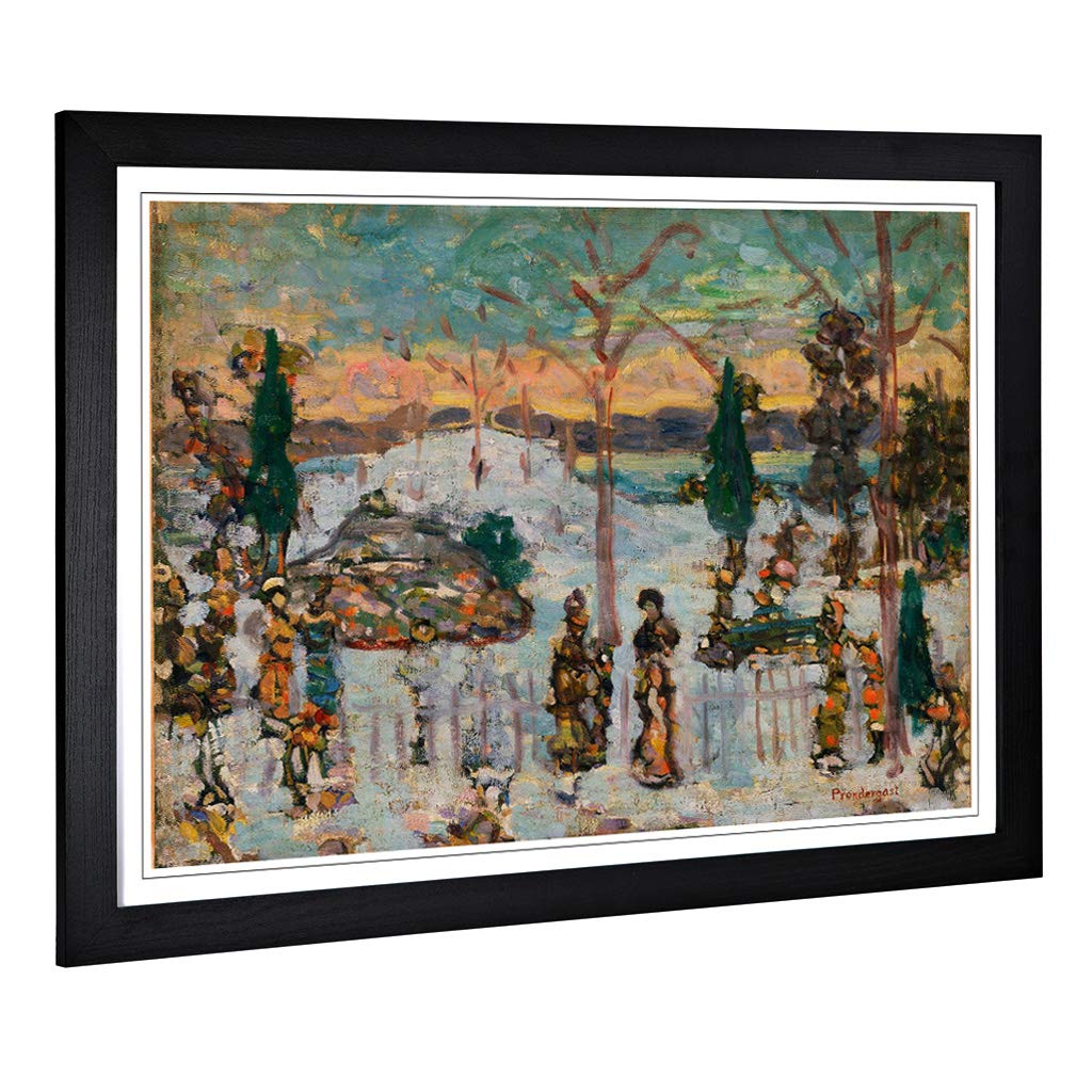 Big Box Art Framed Print of Maurice Pendergrast Snow in April Design | Wall Art Picture | Home Decor for Kitchen, Living Room, Bedroom, Hallway, Black, A2 / 24.5x18 Inch / 62x45cm
