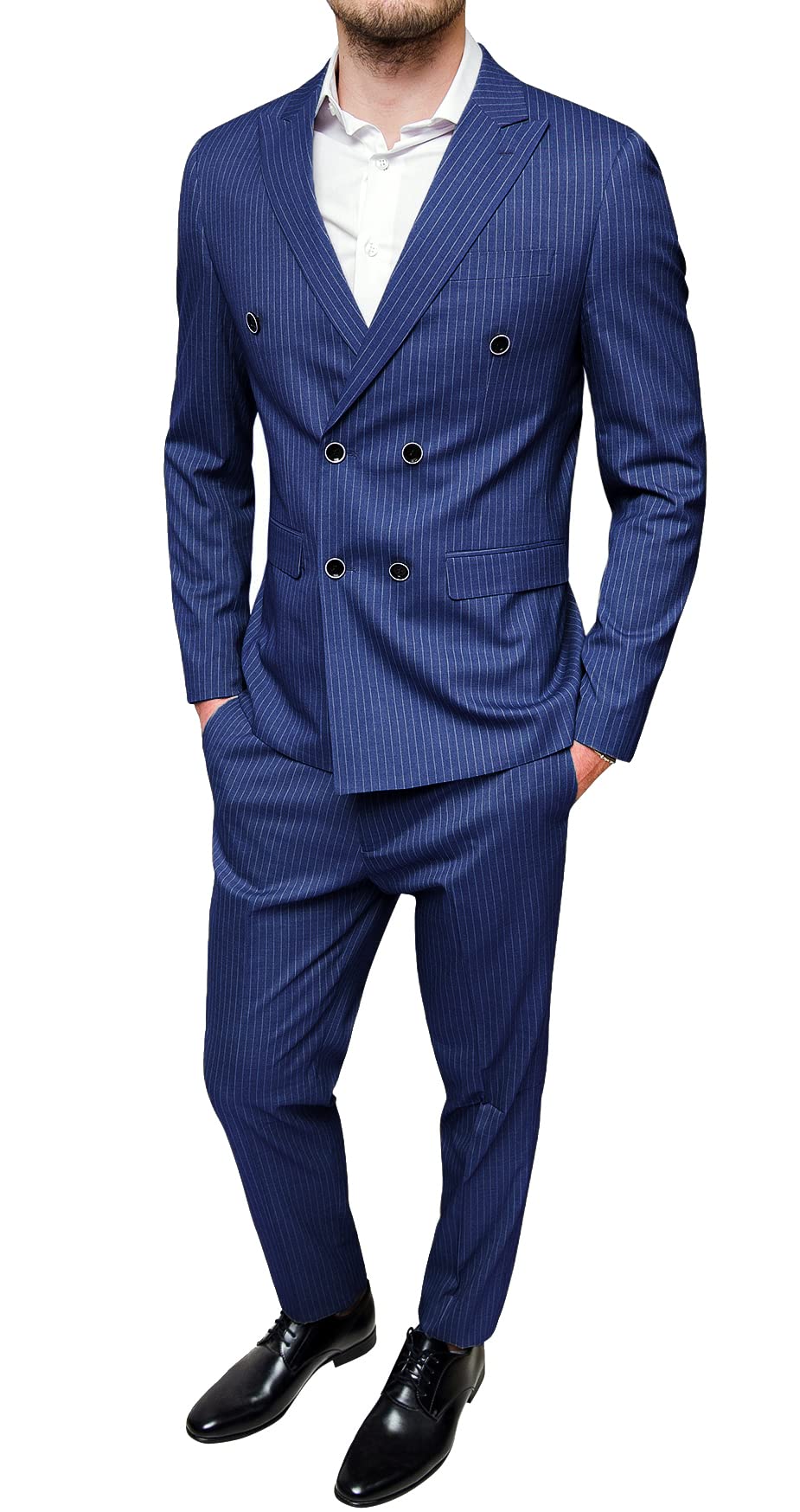 Abito Uomo Sartoriale Completo Vestito Doppiopetto gessato Elegante Formale Cerimonia