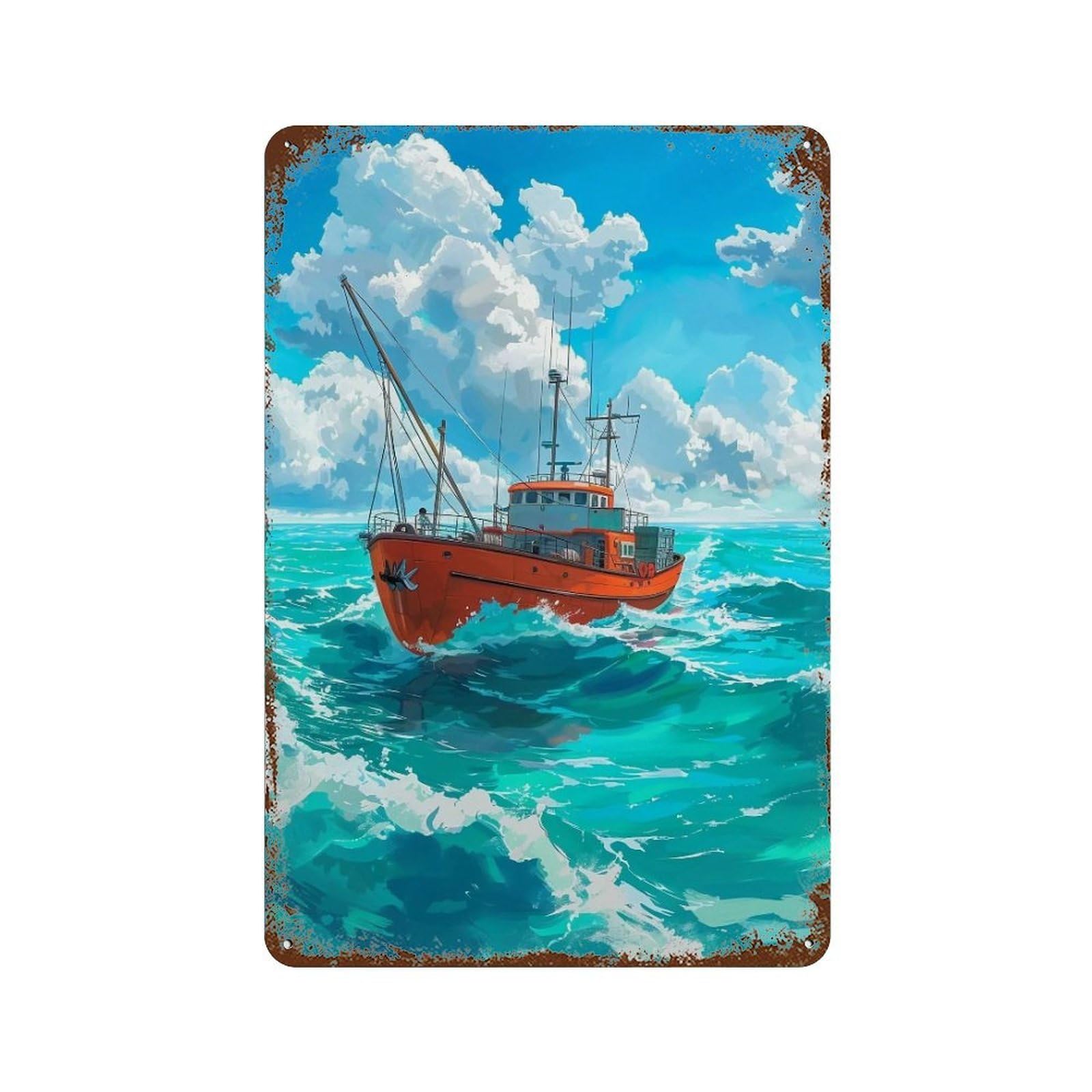 HDURYEYRYY Voyage Under Cumulus Skies 02 Wall Retro Iron Vintage Art Metal Tin Sign Poster Modern Home Cofffee Club Art Bar Shop Decor 30x20cm