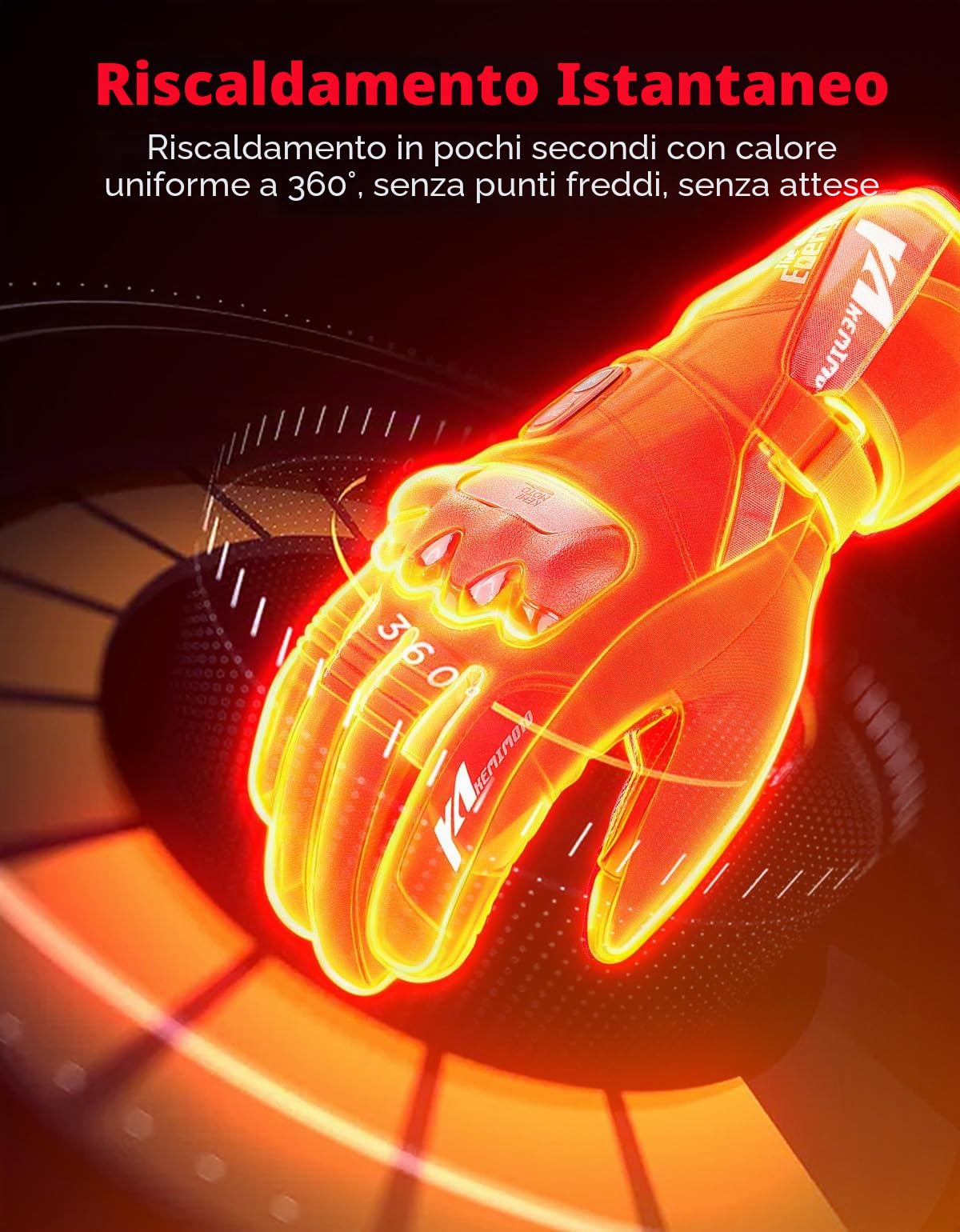 KEMIMOTO Guanti Riscaldati Moto Uomo, Ricaricabili Guanti Moto Invernali Impermeabili Touch Screen con 3 mAh Power Bank, Adatti da -2°C a -5°C, Ideali per Motoslitta Escursionismo Ciclismo