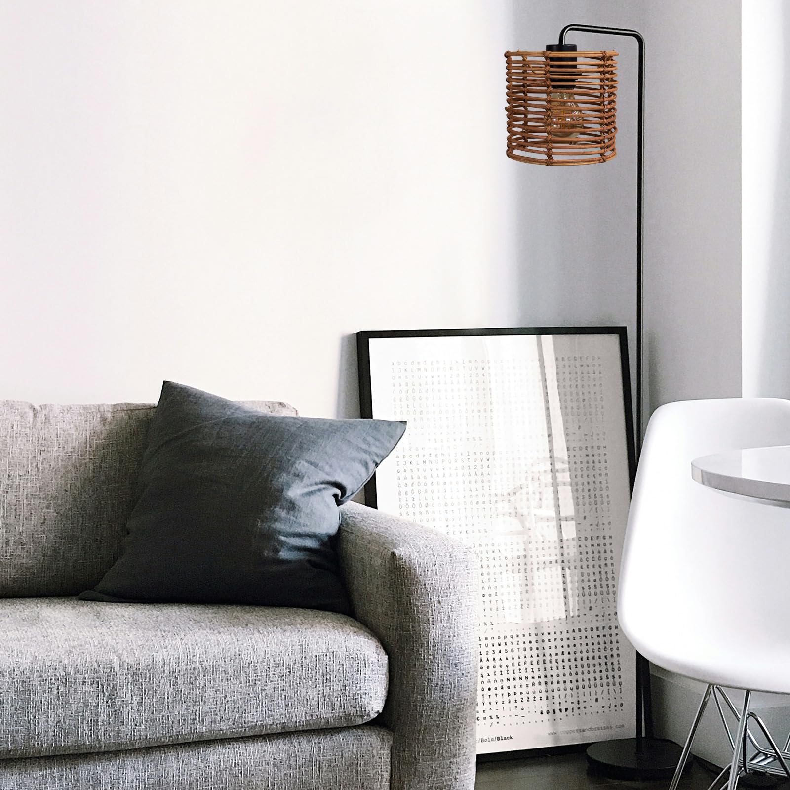 Paralume rotondo in rattan boho, paralume per lampada da tavolo, lampada da appendere e da terra, per tutti gli interni, diametro 16 cm (1, rattan marrone)
