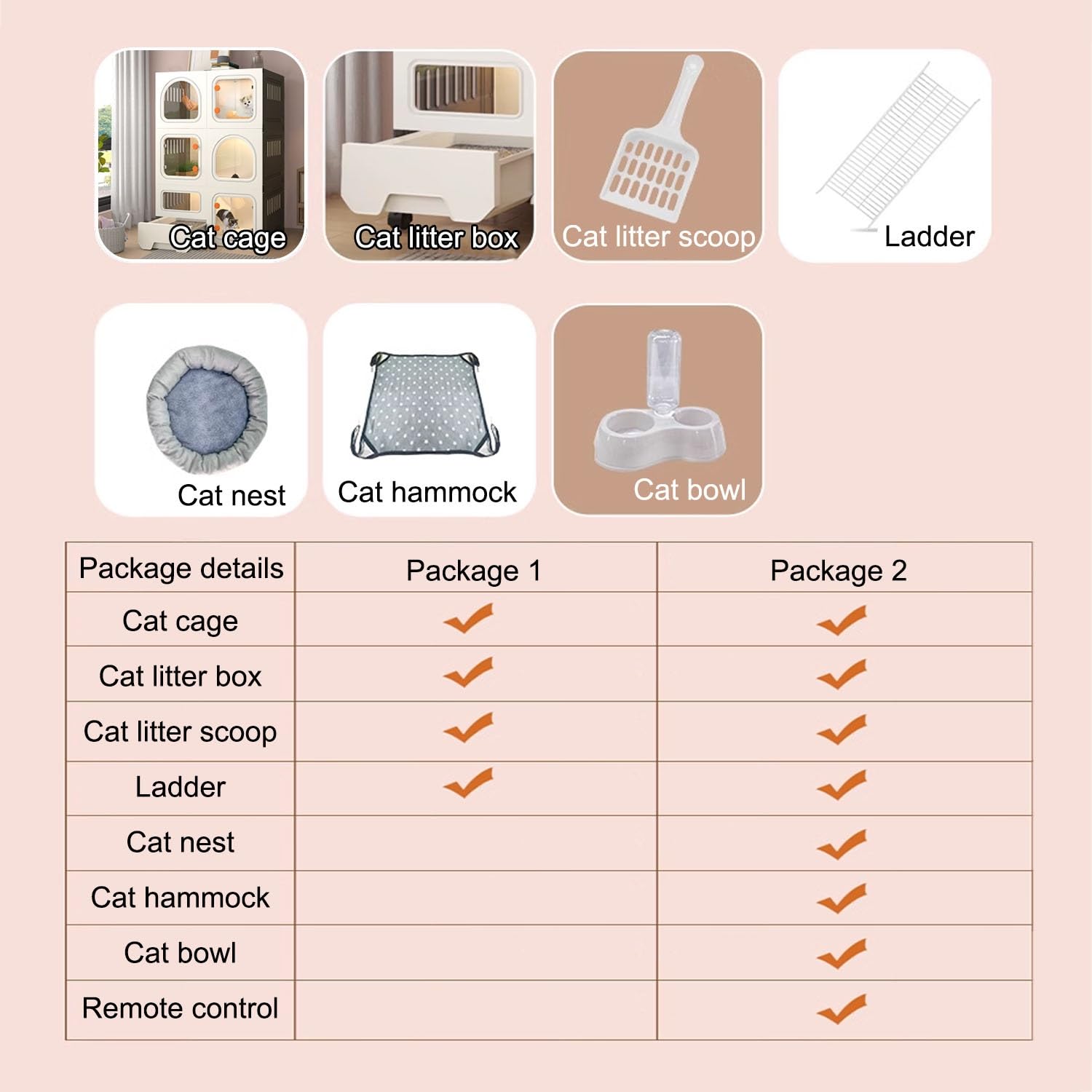 Cage pour Chat avec Portes, Maisons pour Chats d'intérieur, Parc pour Chat avec bac à litière, Forte capacité de Charge, Facile à Nettoyer et à Installer (Couleur : Paquet 2, Taille : B-71x4