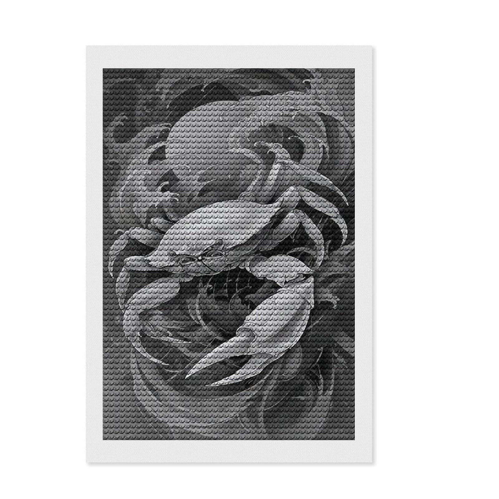 Junmoney Crab in Waves Full Drill Diamond Painting Kit 8"x12", for Women, Complete Accessories, Thoughtful Handmade Gift, Farmhouse Decor