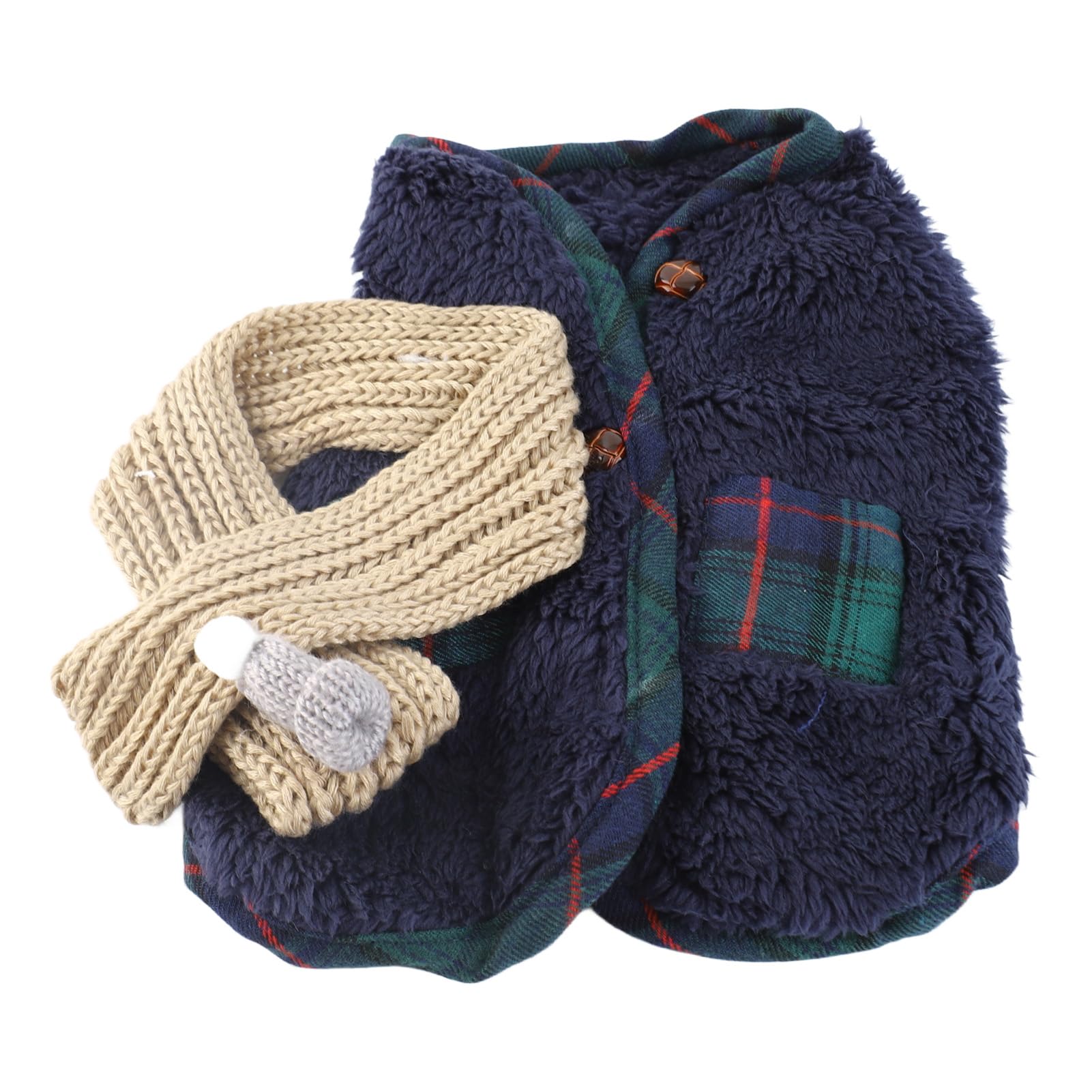 Muiltvoe Dog Winter Clothes, Thickened Fabric Pet Apparel for Small Dogs with Scarf, Comfortable Warm Clothing for Bichon Frise Pomeranian Poodle Cats in Autumn Winter Early Spring (L)
