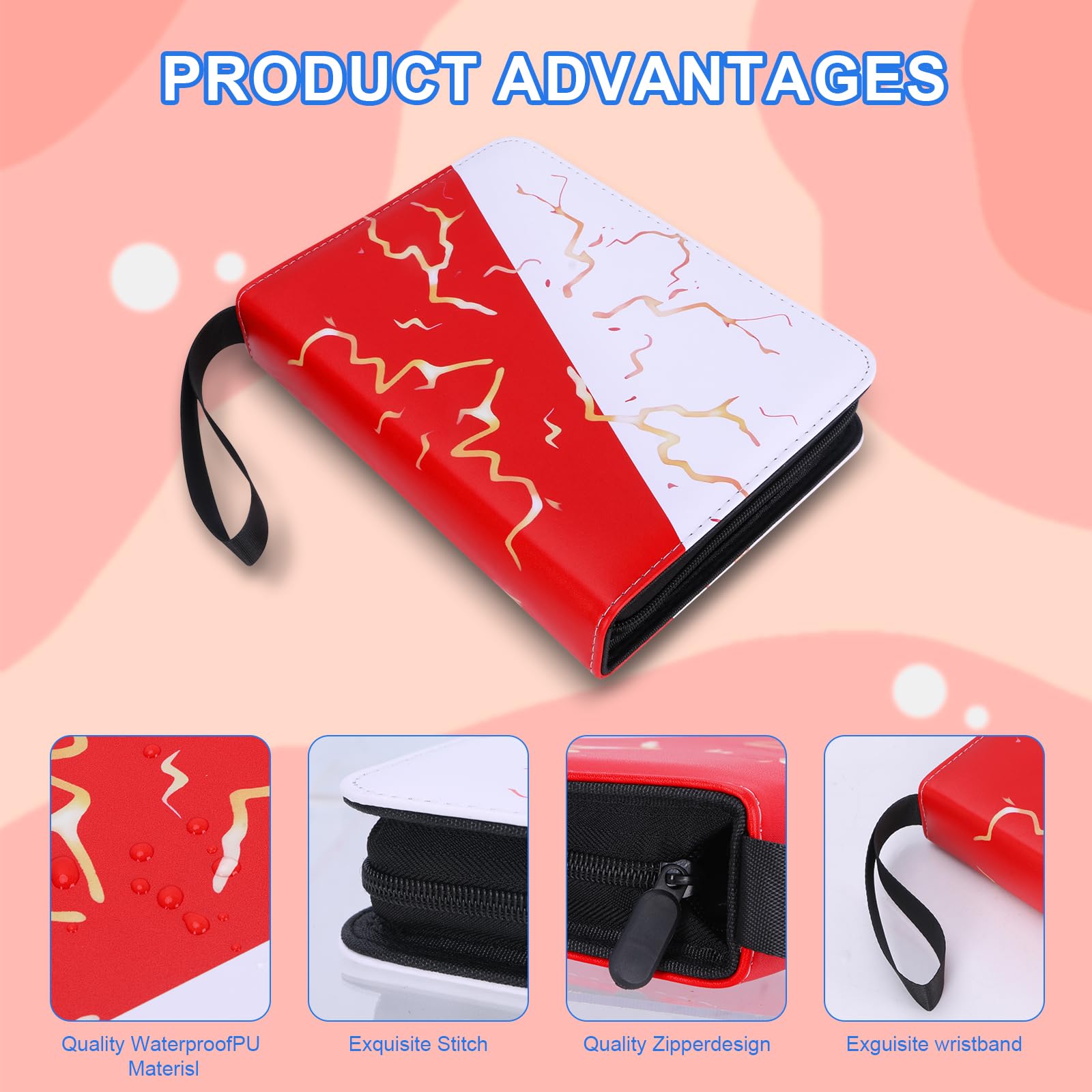 Álbumes de tarjetas coleccionables coleccionables, fundas protectoras para tarjetas coleccionables, carpeta de tarjetas de 4 bolsillos, funda para tarjetas de 400 bolsillos para TCG, tarjetas