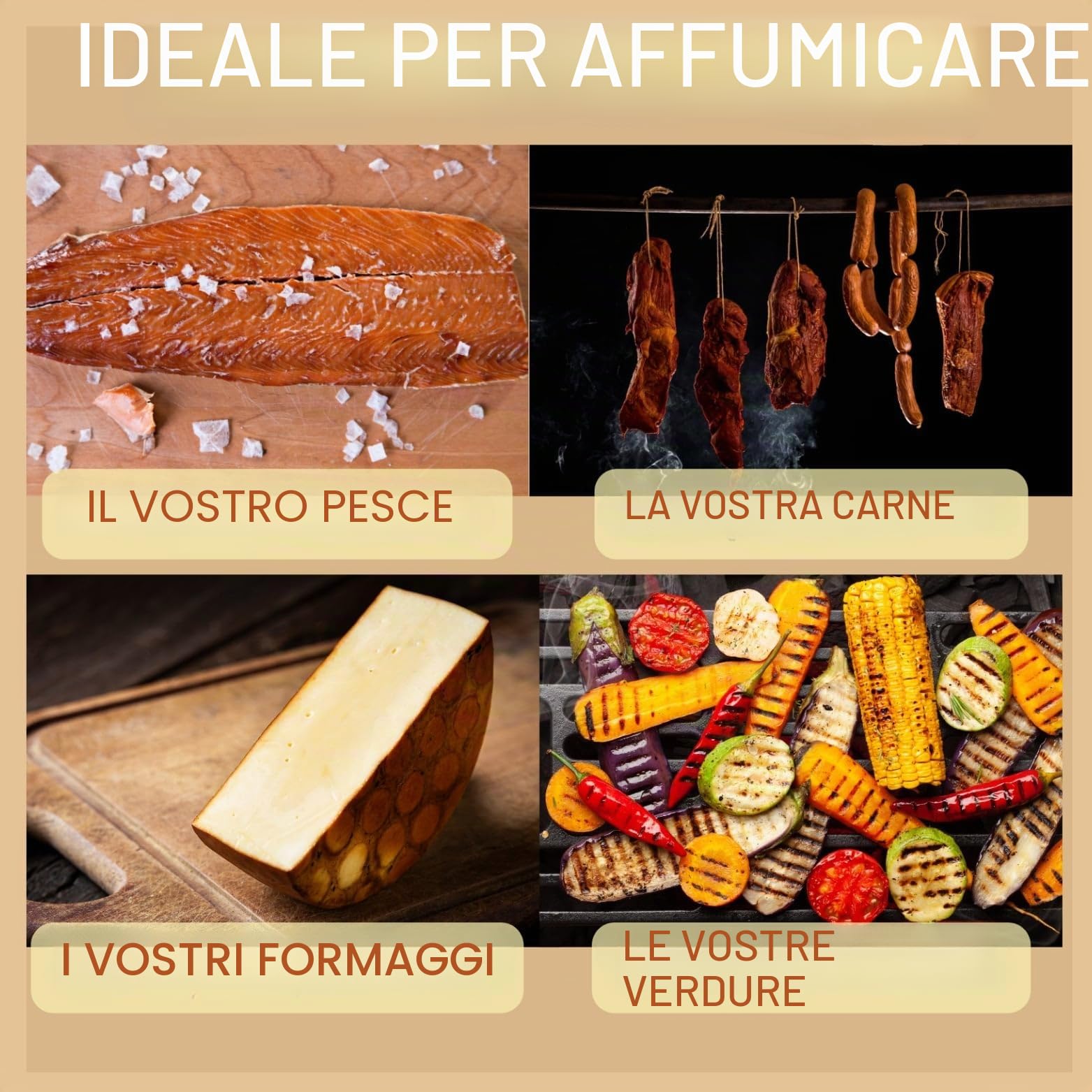 Scatola per affumicatore, generatore di fumo, carne e pesce + 1,3 kg di segatura in legno di faggio + 4 ganci e 1 spazzola per la pulizia inclusa